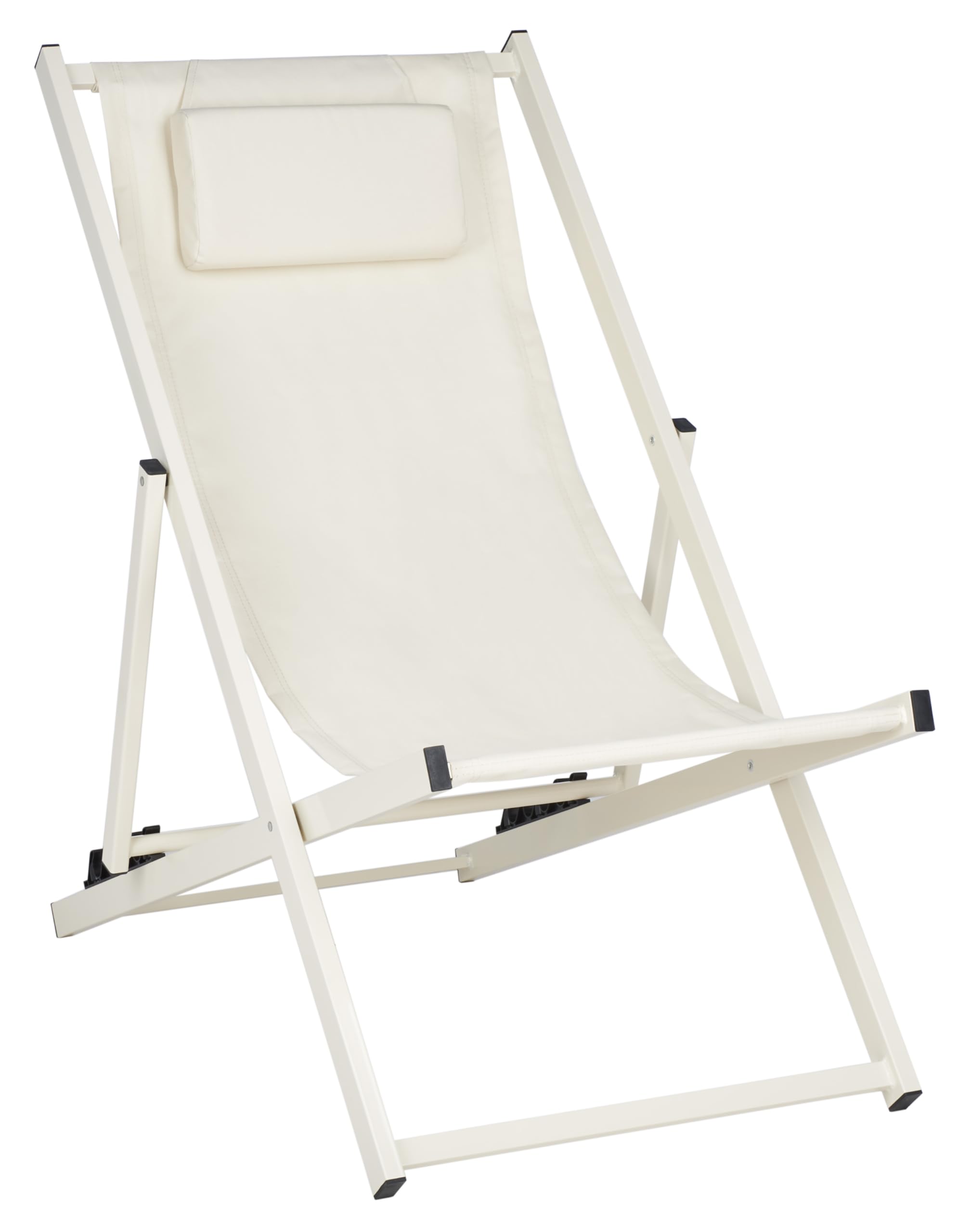 Safavieh PAT9039A-SET2 Outdoor Folding Sling Chairs Set of 2 - Adjustable, Beige, Fully Assembled - Perfect for Patio, Poolside, Garden & Backyard Relaxation
