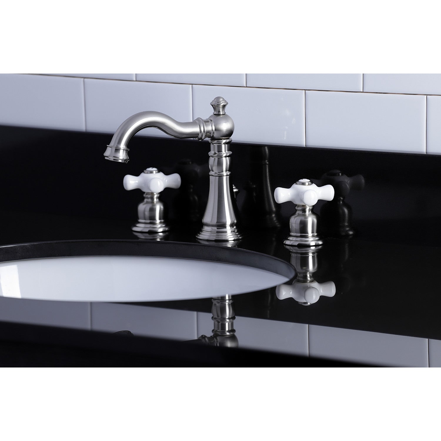 American Classic FSC1978PX Brushed Nickel Widespread Bathroom Faucet - 3 Hole Deck Mount with Pop Up Drain - Perfect for Modern Bathroom Renovations & Home Upgrades