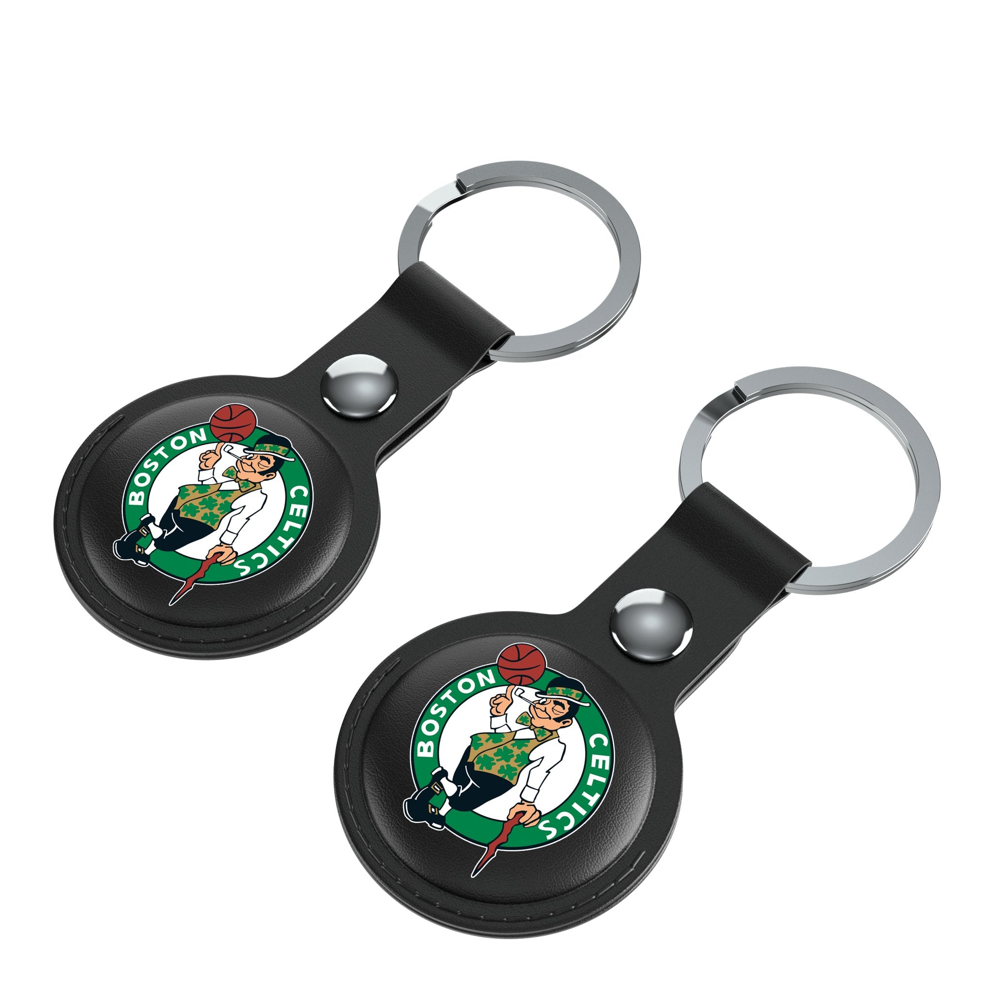 Boston Celtics Logo Black AirTag Holder 2 Pack - Secure Keychain Accessories for Keys, Bags & Luggage Tracking