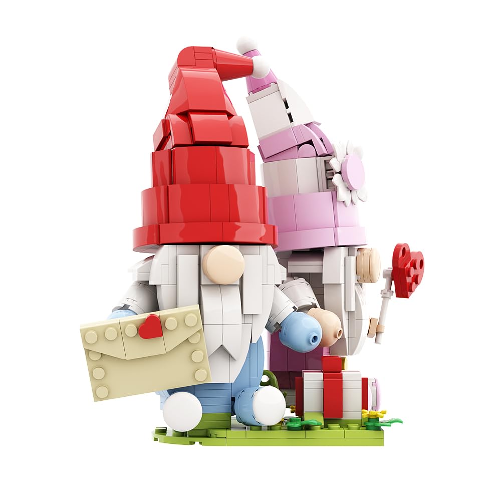 Valentine's Day Gnomes Decor Building Blocks Toys Set - Scandinavian Swedish Tomte Elf Figurines - Romantic Valentine's Gifts for Girlfriend, Wife - Perfect for Home Decor, Table Centerpiece & Holiday Gift Giving