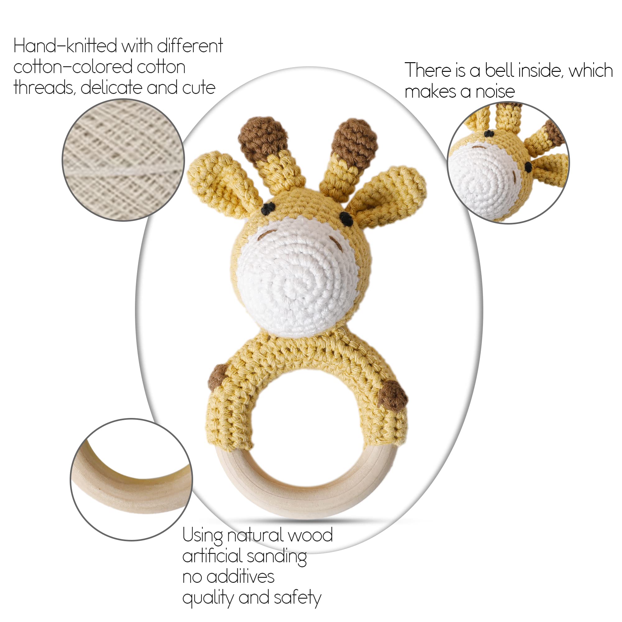 Wooden Baby Rattle Toy - Natural Giraffe Shaker for Newborns | Perfect Easter Gift for Boys & Girls