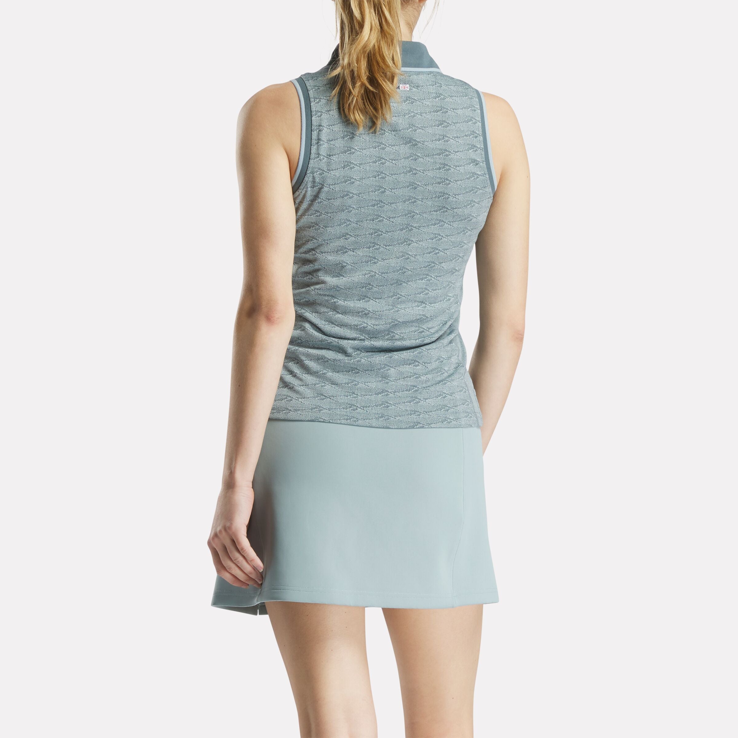Women's Sleeveless Tonal Vector Jacquard Golf Polo Shirt - Breathable Athletic Top for Golf, Tennis & Summer Outdoor Activities