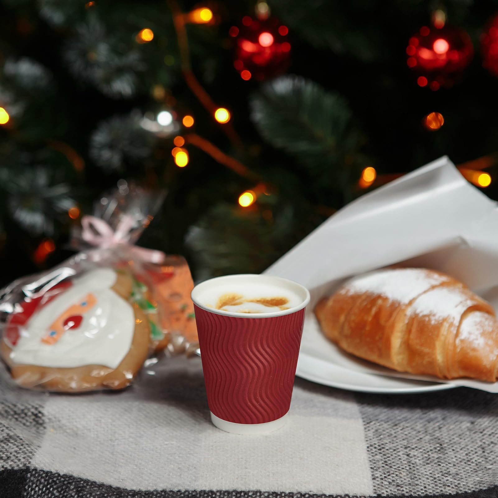 120 Pack 8 oz Disposable Coffee Cups - Insulated Ripple Wall Hot Beverage Paper Cups for Christmas, Party, Office & Daily Use - Eco-Friendly Paper Ripple Cups for Coffee, Tea, Hot Chocolate & Soups