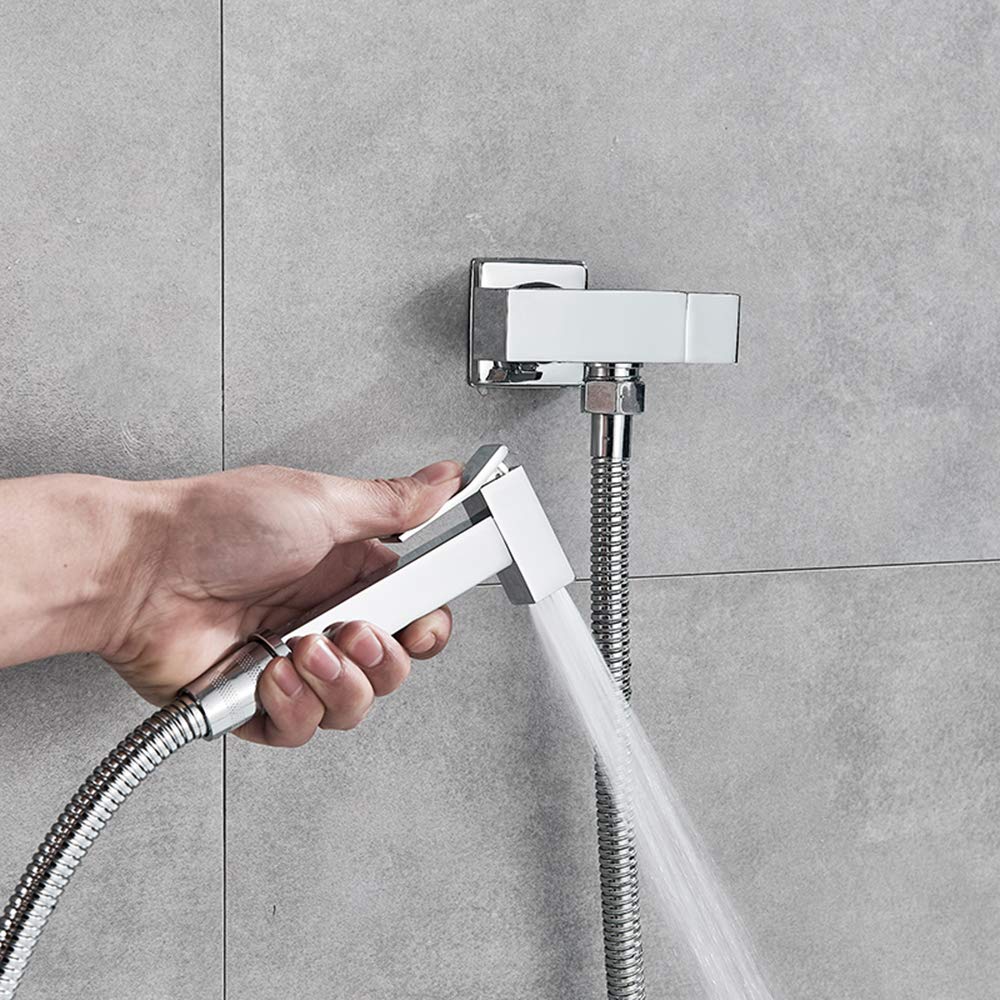 Wall Mounted Brass Bidet Sprayer Kit with Cold Water - Single Handle Pressure Sprayer for Personal Hygiene - Perfect for Bathroom, Toilet & Handheld Cleaning