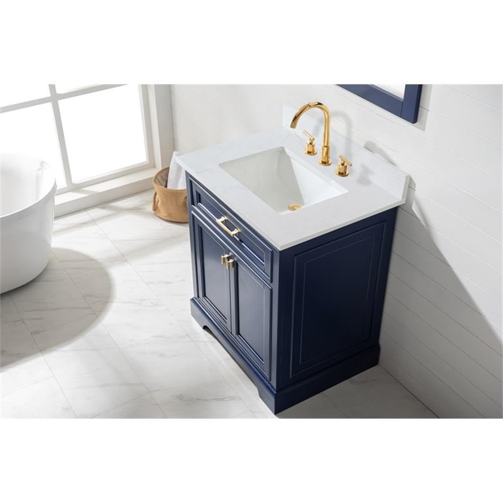 Modern Blue Bathroom Vanity 30 Inch - Design Element ML-30-BLU with Soft-Close Doors & Drawers - Perfect for Small Bathrooms, Powder Rooms & Coastal Home Decor