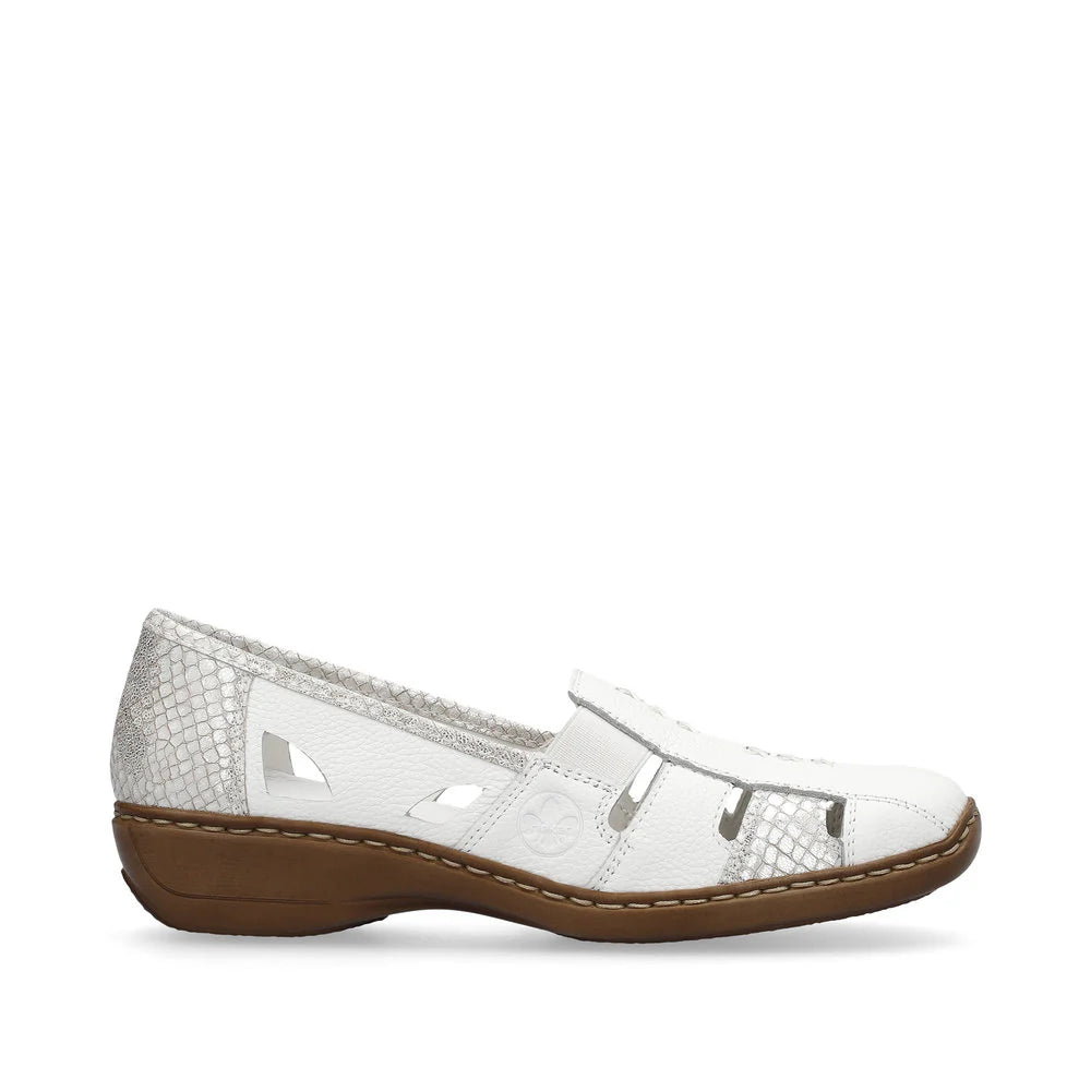 Rieker 41385 White Women's Comfort Shoes - Stylish & Lightweight for Work, Walking & Everyday Wear