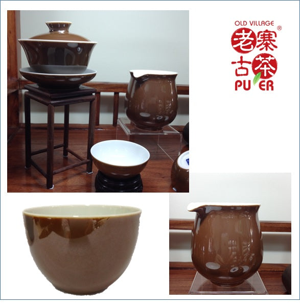 Premium Porcelain Tea Set of 6 Pieces from Jingdezhen - Luxury Gift Chinese Tea Ceremony Set with Purple Gold Accents for Home, Office & Special Occasions