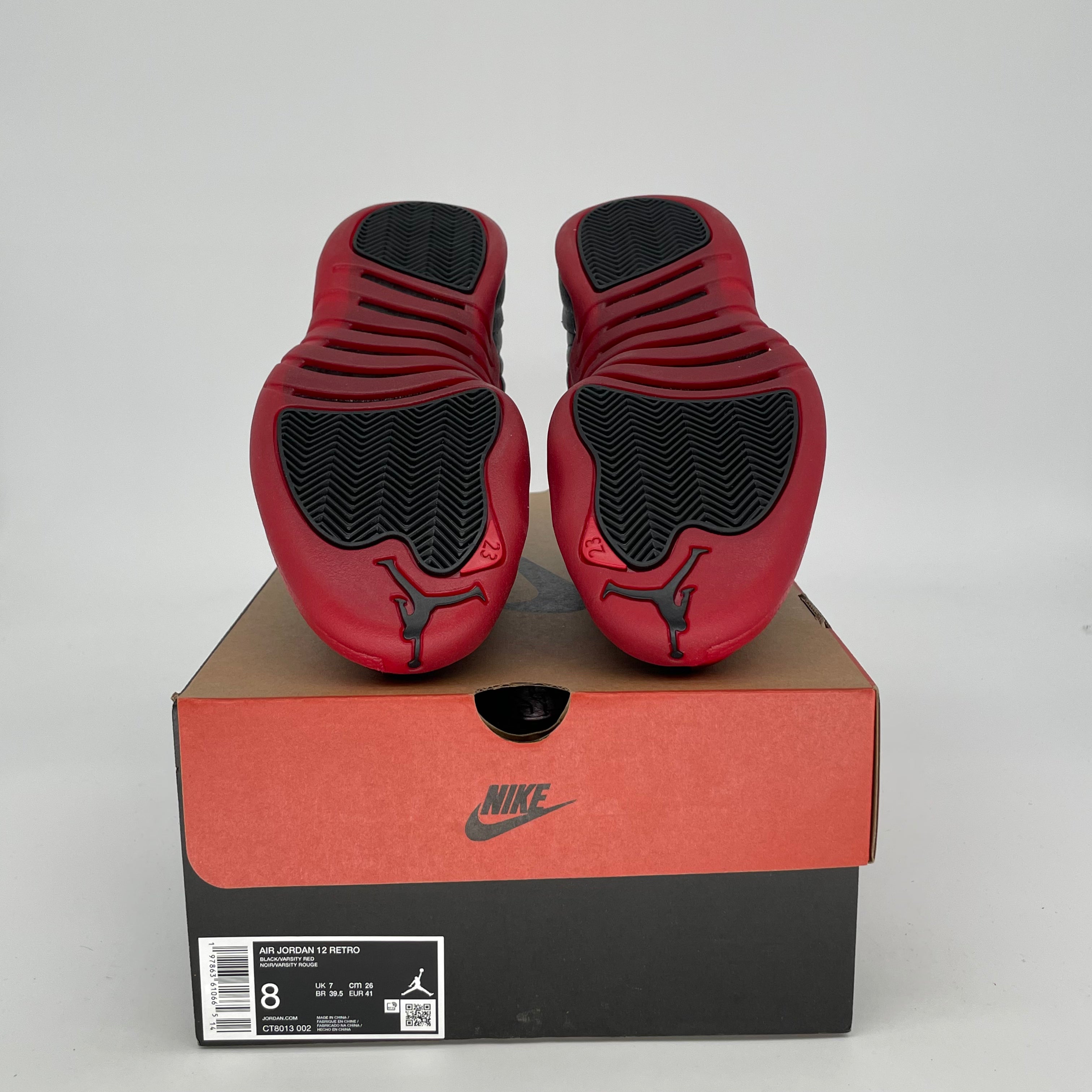 Original Air Jordan 12 Retro 'Flu Game' Basketball Shoes - Men's Size 8 / Women's Size 9.5W (Black/Varsity Red) CT8013-002 - Perfect for NBA Games, Streetwear & Sneaker Collection