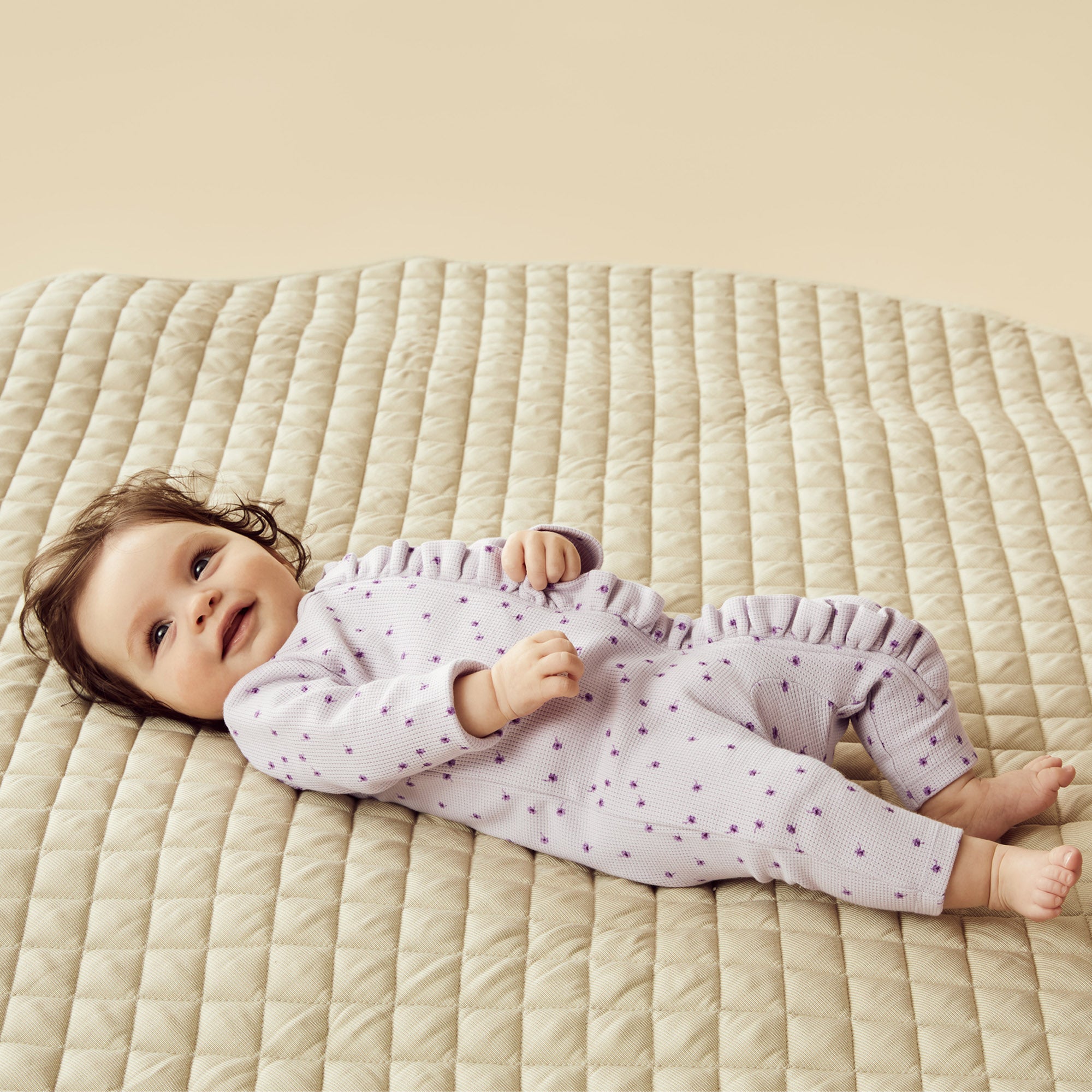 Lulu Daisy Organic Baby Waffle Ruffle Zipsuit - Soft Cotton One-Piece Romper for Newborns & Infants - Perfect for Playtime, Photos & Everyday Comfort