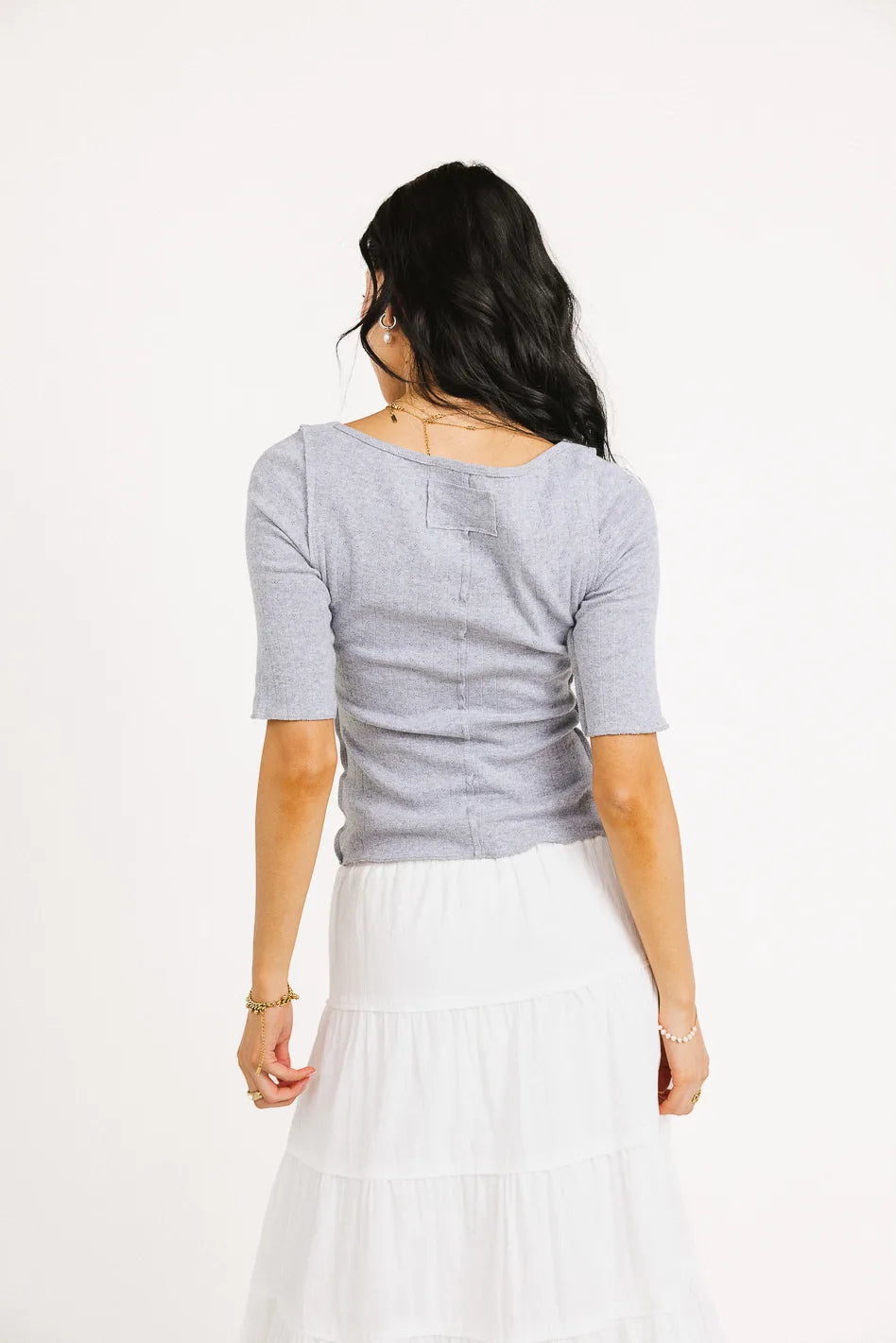 Kippin Fitted Grey Top for Women | Slim Fit Casual Shirt | Perfect for Work, Date Night & Everyday Wear | FINAL SALE