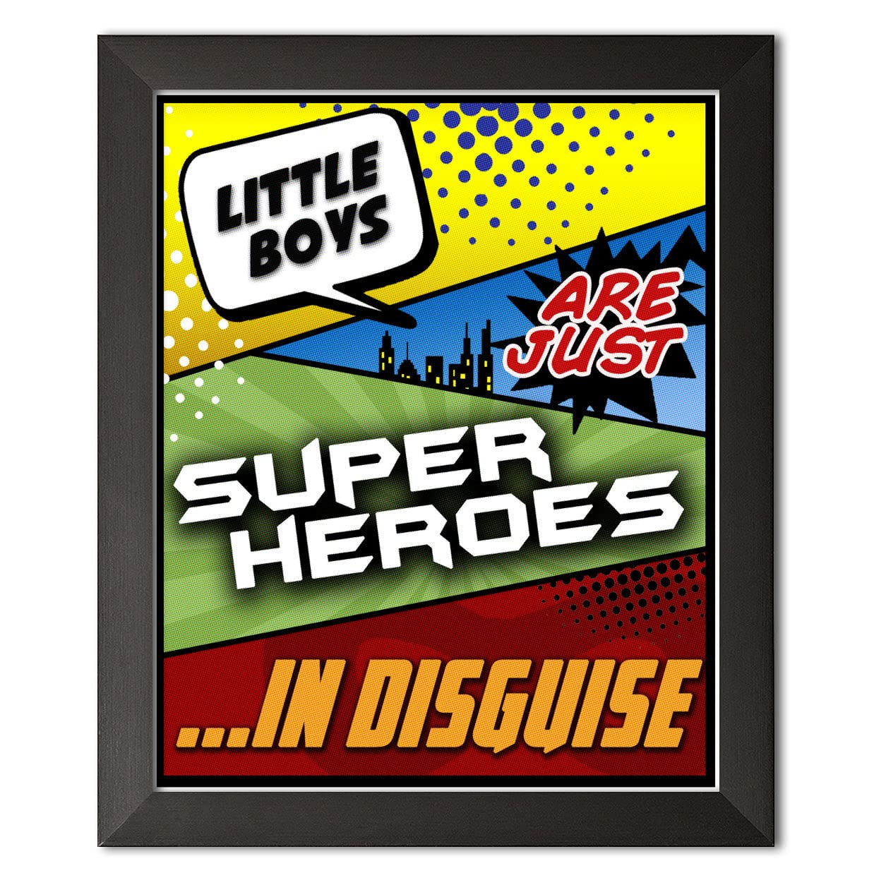 Superhero in Disguise - 11x14in Black Framed Wall Art for Boys Room & Nursery Decor | Perfect for Superhero Themed Bedrooms & Kids Playrooms