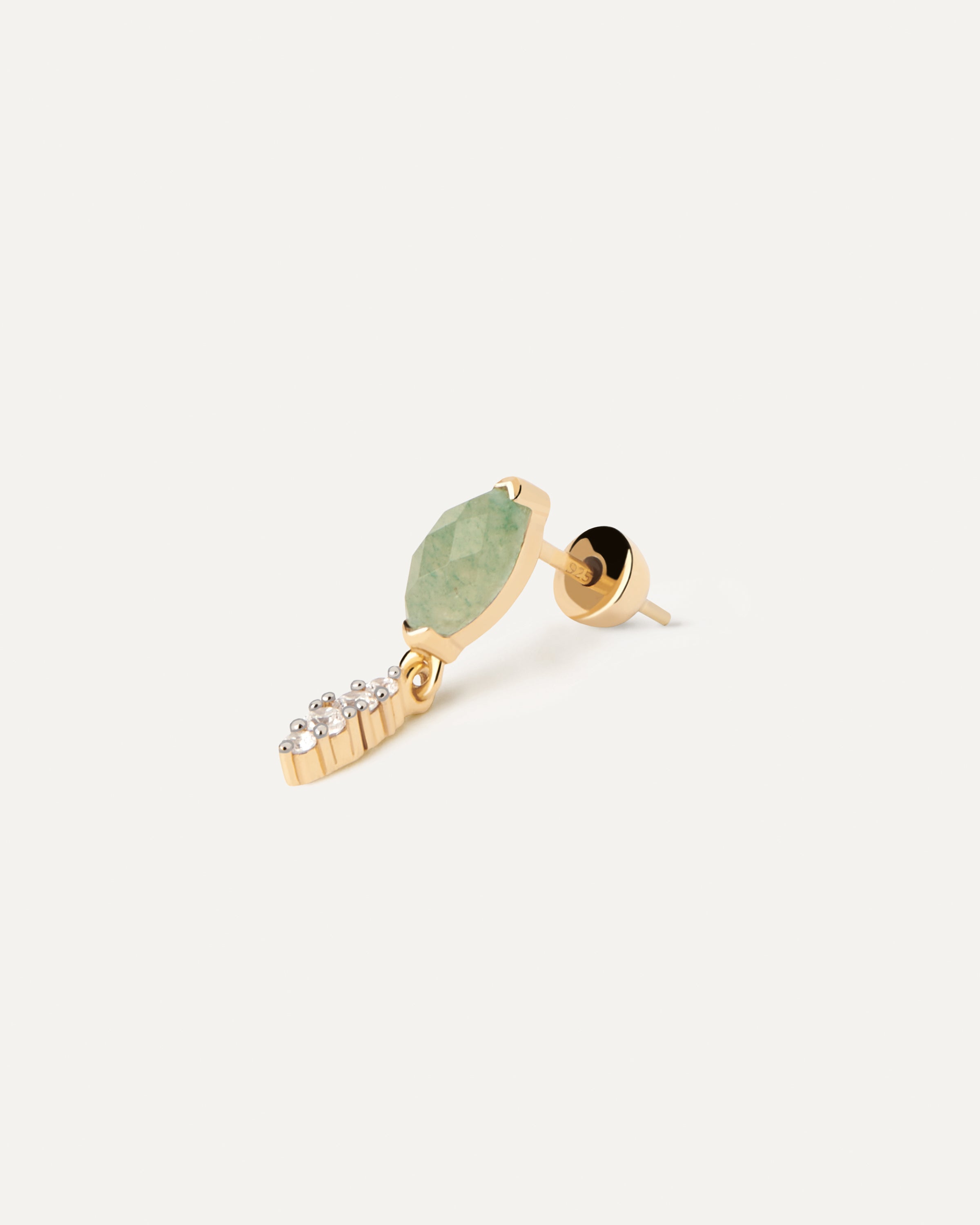 Green Aventurine Ginger Single Earring - Natural Stone Jewelry for Women - Perfect for Boho Style, Meditation & Everyday Wear