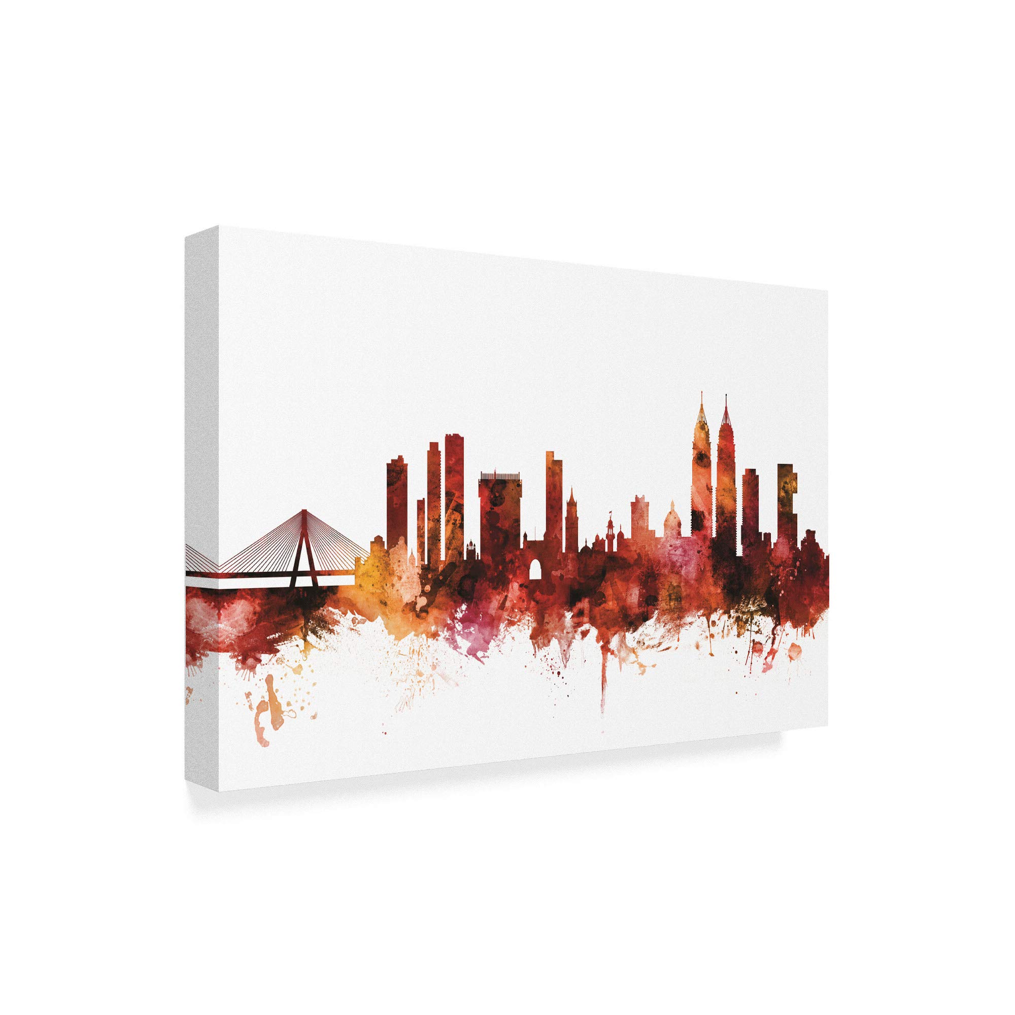 Michael Tompsett Mumbai Skyline India Bombay Red Art Print - 16x24 Inches - Premium Trademark Fine Art - Perfect for Home Decor, Office Wall Art & Gift Ideas