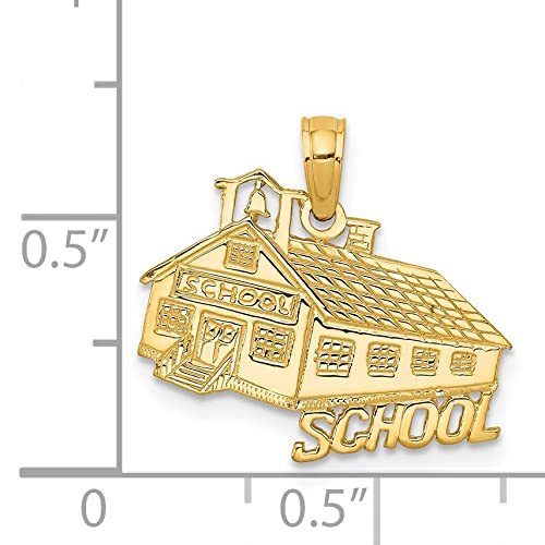 Bijou Solid 14K Yellow Gold School House Charm Pendant - Perfect for Graduation Gifts, Teacher Appreciation & Back-to-School Jewelry