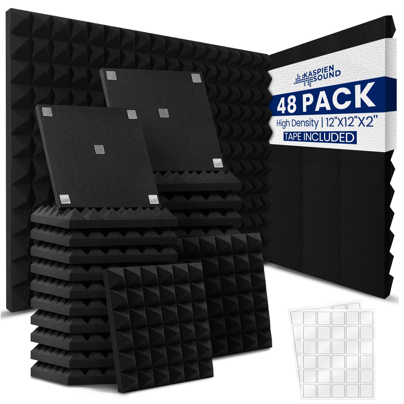 48 Pack High Density Acoustic Foam Panels - 12