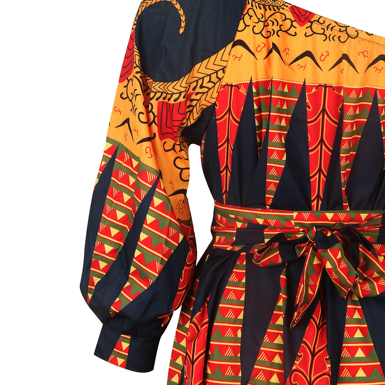 Moonight Sexy One Shoulder Asymmetrical Neck Short Dress - African Print Floral Summer Mini Dress for Women | Perfect for Beach Vacation, Night Out, and Party Wear