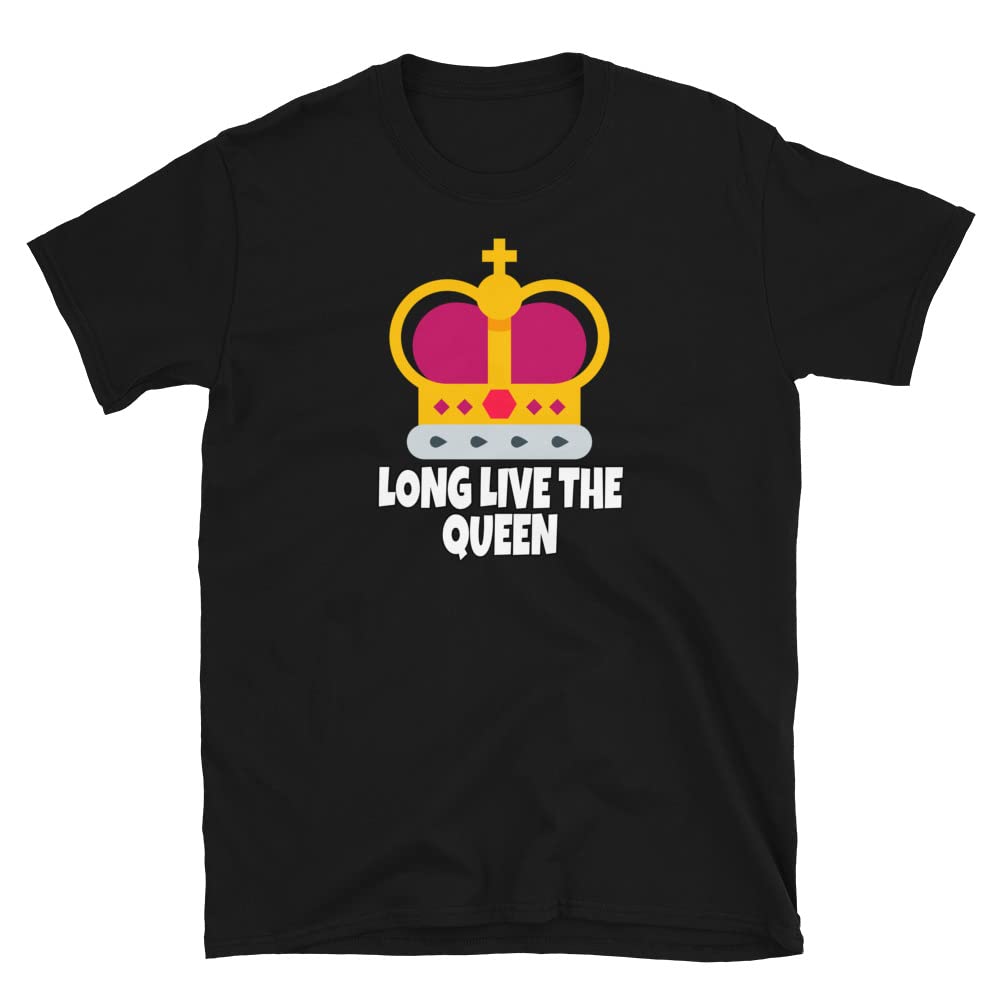 Queen Platinum Jubilee Unisex T-Shirt - Platinum Pink Crown Design - Long Live The Queen - Perfect for Royal Celebrations & British Themed Parties