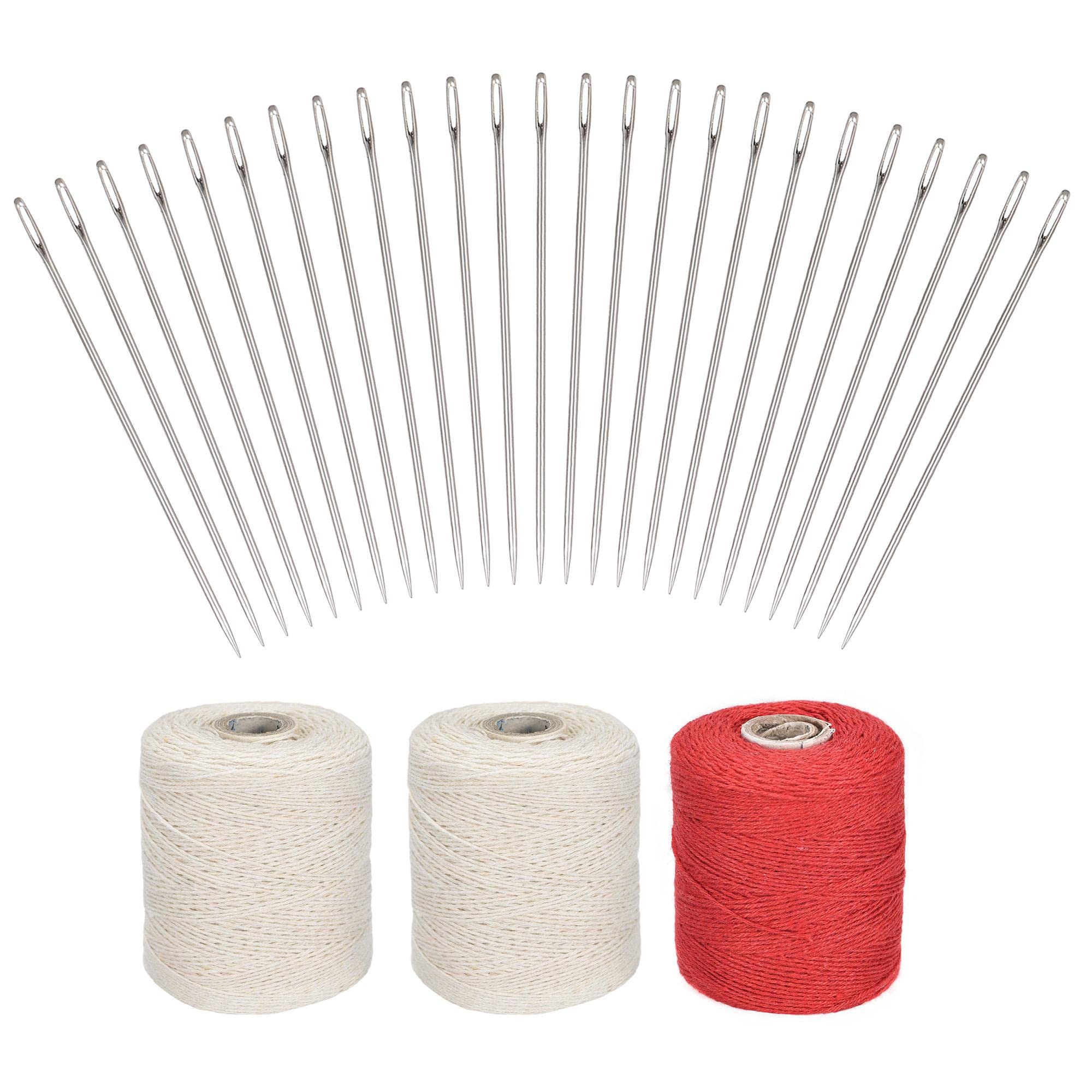 uxcell 25pcs Beading Needles with Cotton Threads - 3.5-inch Long Upholstery Needles with Large Eye for Quilting, Darning & Beading | Perfect for Sewing, Crafting & DIY Projects