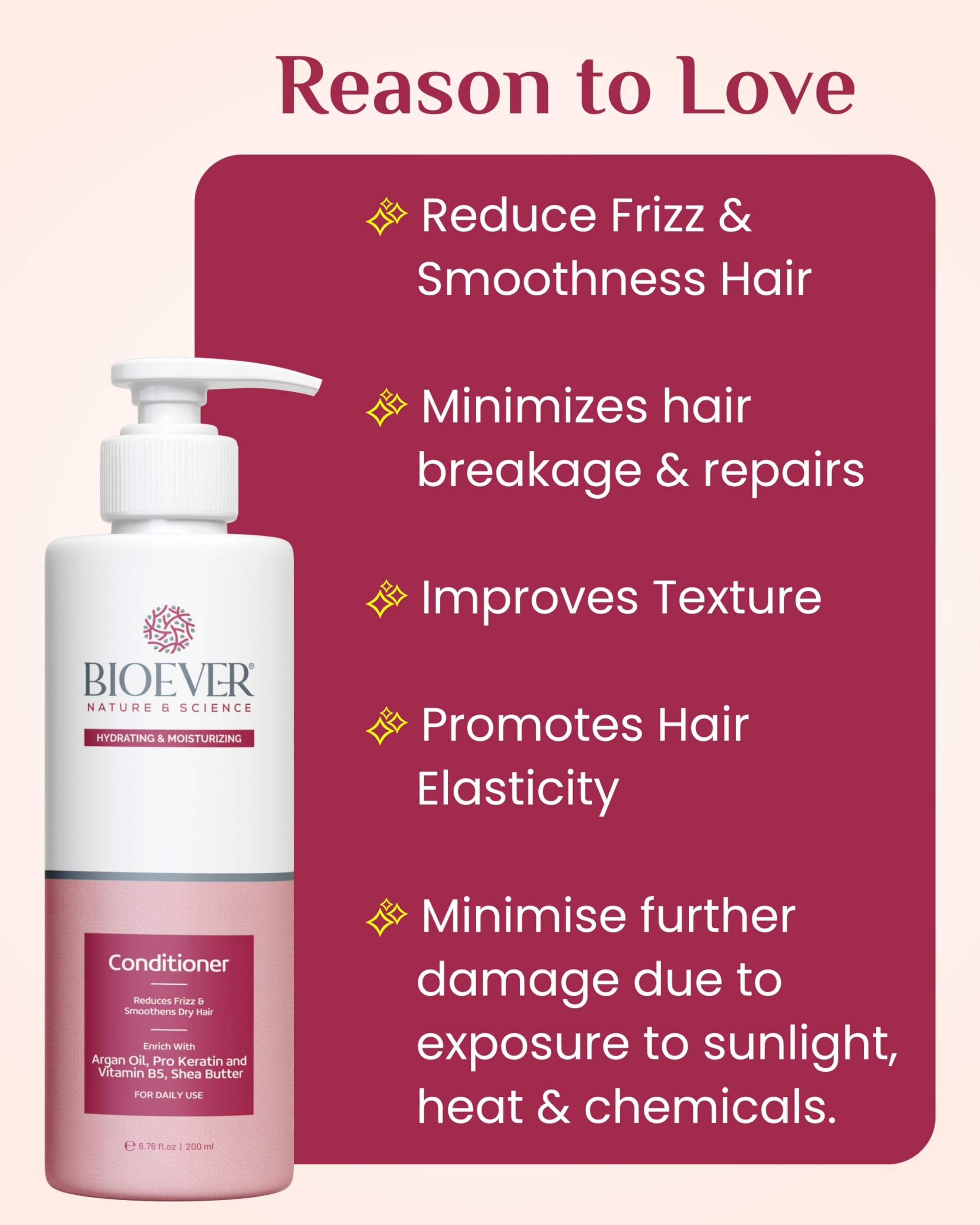 Bioever Shea Butter Hair Conditioner with Argan Oil, Pro Keratin & Vitamin B5 – Deep Hydration, Strength & Repair for Men & Women | Premium Hair Care Solution for Dry, Damaged & Frizzy Hair – 200ml | Perfect for Daily Use, Salon-Quality Results at Home