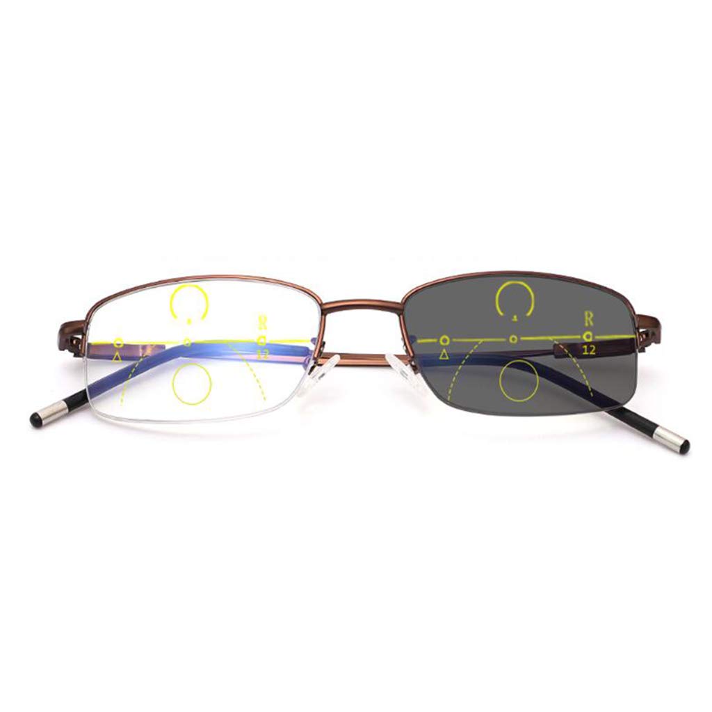 Photochromic Reading Glasses with Anti-Blue Light & Progressive Multifocal Lenses - Relieve Eye Fatigue, Auto-Adjusting for Indoor/Outdoor Use - Perfect for Walking, Reading & Computer Work