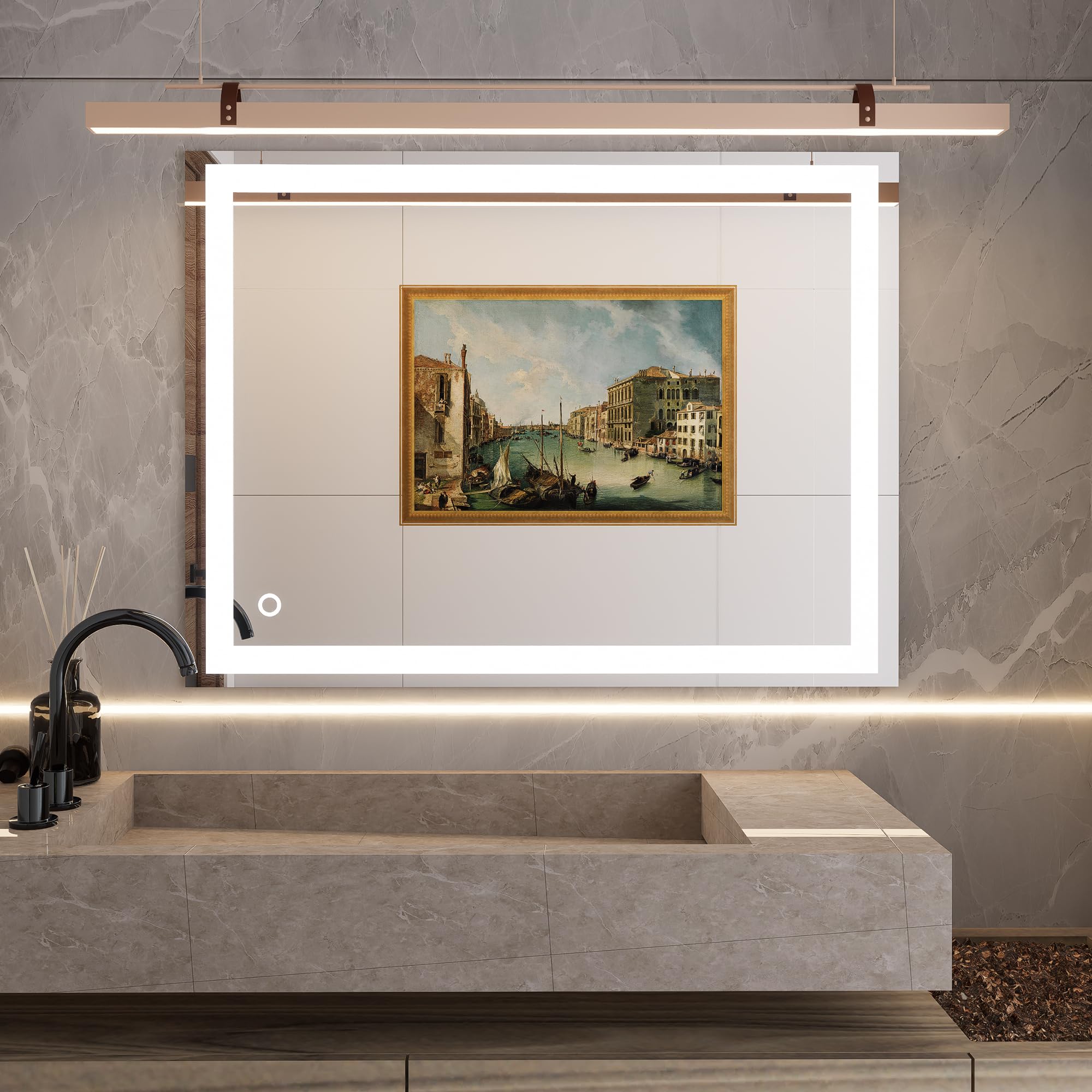 36 x 48 Inch LED Bathroom Vanity Mirror with Adjustable Lighting (3000K-6000K CCT) - 90+ CRI, Anti-Fog, Touch Control, Inner Window Design - Perfect for Modern Bathrooms, Dressing Rooms & Makeup Areas