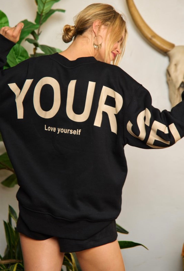 Be Yourself Oversized Sweatshirt - Black | Cozy Unisex Pullover Hoodie | Perfect for Casual Wear, Lounge & Street Style