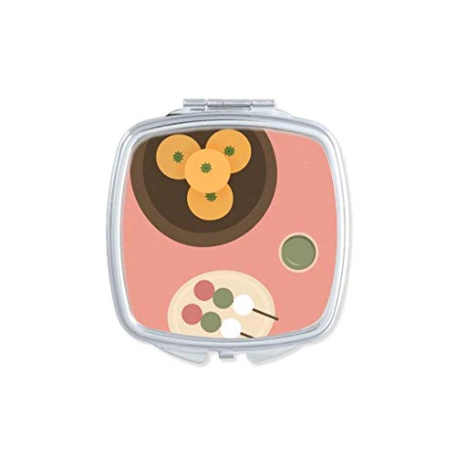 DIYthinker Portable Compact Double-Sided Makeup Mirror with Japanese Snack Design - Perfect for Travel, Home, and Office Use