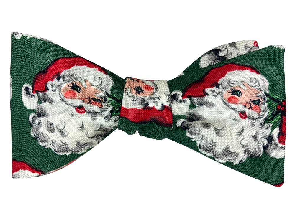 Vintage Green Santa Bow Tie - Classic Christmas Accessory for Holiday Parties, Weddings & Festive Events