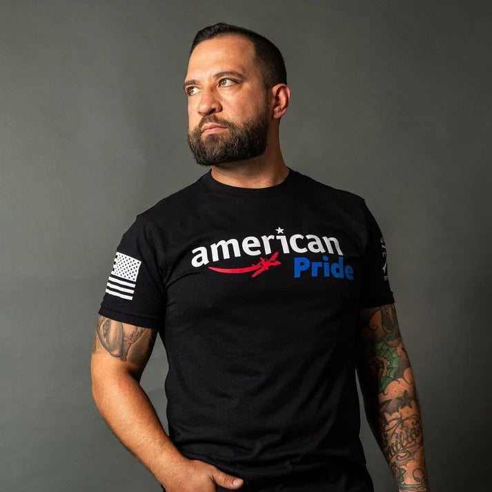 American Pride T-Shirt for Men & Women - Black Cotton Graphic Tee - Patriotic Shirt for 4th of July, Veterans Day & USA Holidays