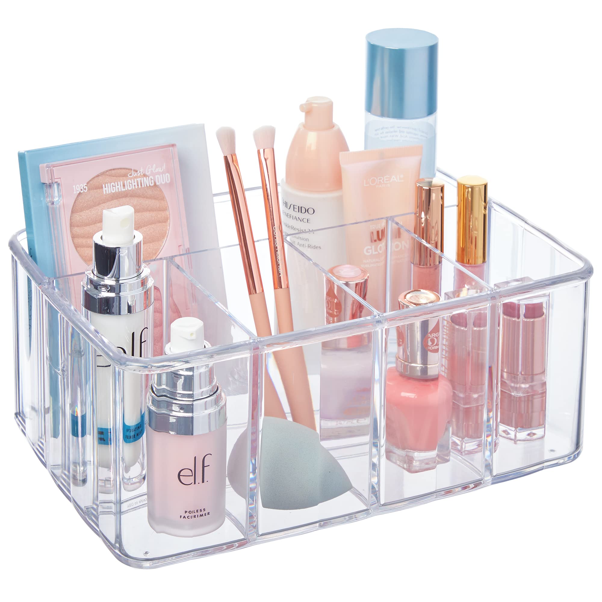 STORi 5-Compartment Clear Plastic Organizer | Rectangular Divided Makeup Vanity Storage & Office Desk Organizer | Scalloped Wall Design | Made in USA | Perfect for Bathroom Counter, Bedroom Dresser & Workspace Organization