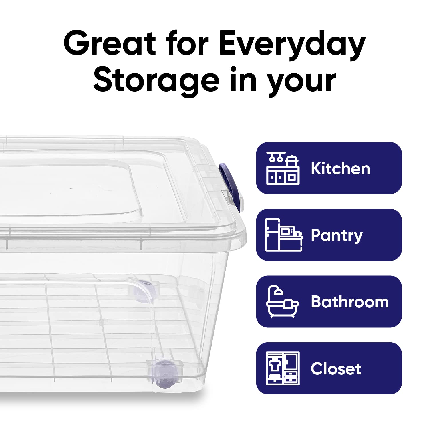 Superior Clear Plastic Storage Bins with Lids - 42 Quart Stackable Organizing Containers (2 Pack) | BPA Free & Odorless | Perfect for Home Organization, Dorm Rooms, Pantry Storage & Closet Decluttering