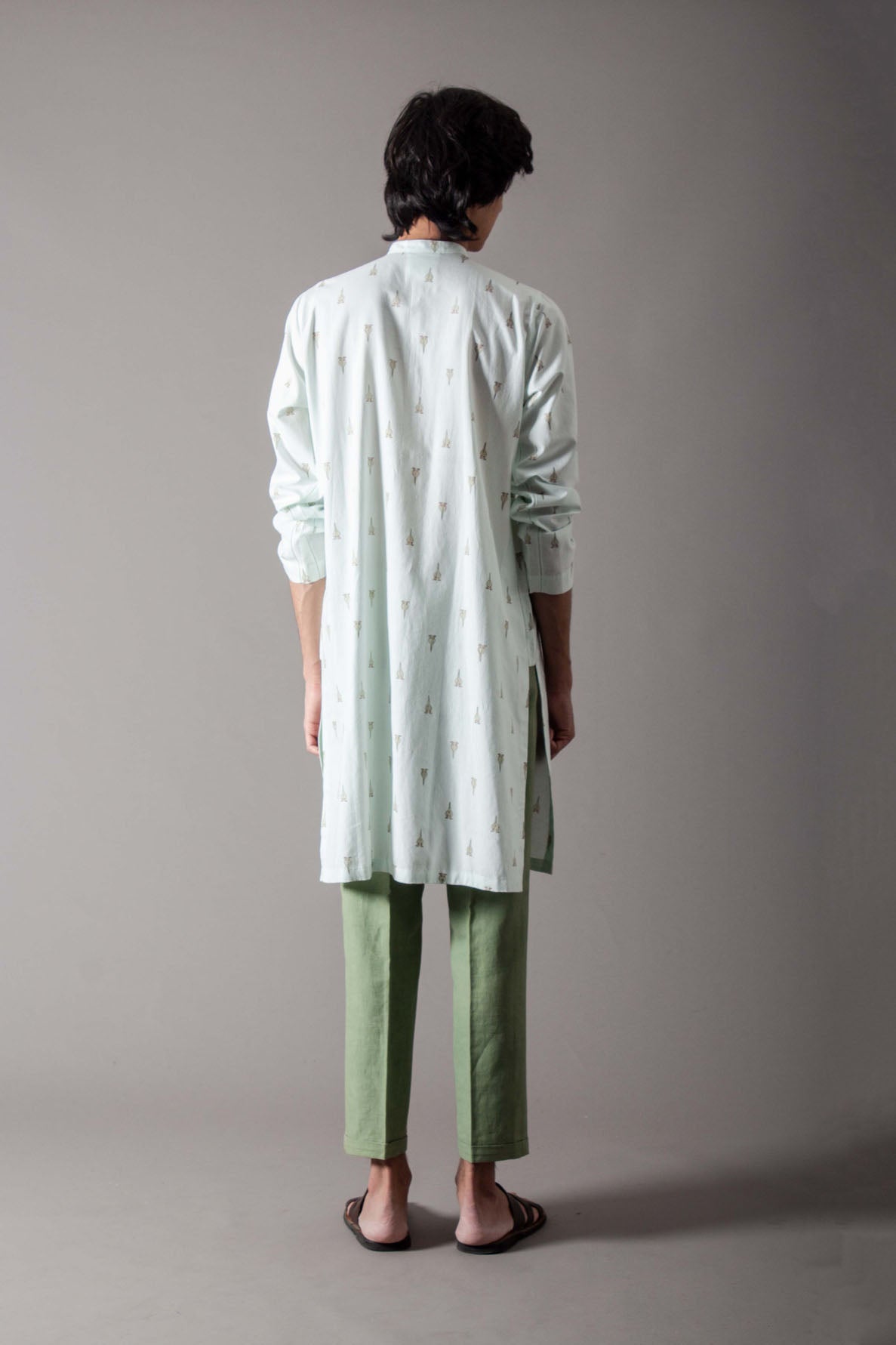 Handspun Handwoven Cotton Kurta for Men - Chhote Miyan in Ice Blue | Traditional Indian Ethnic Wear for Festivals & Weddings