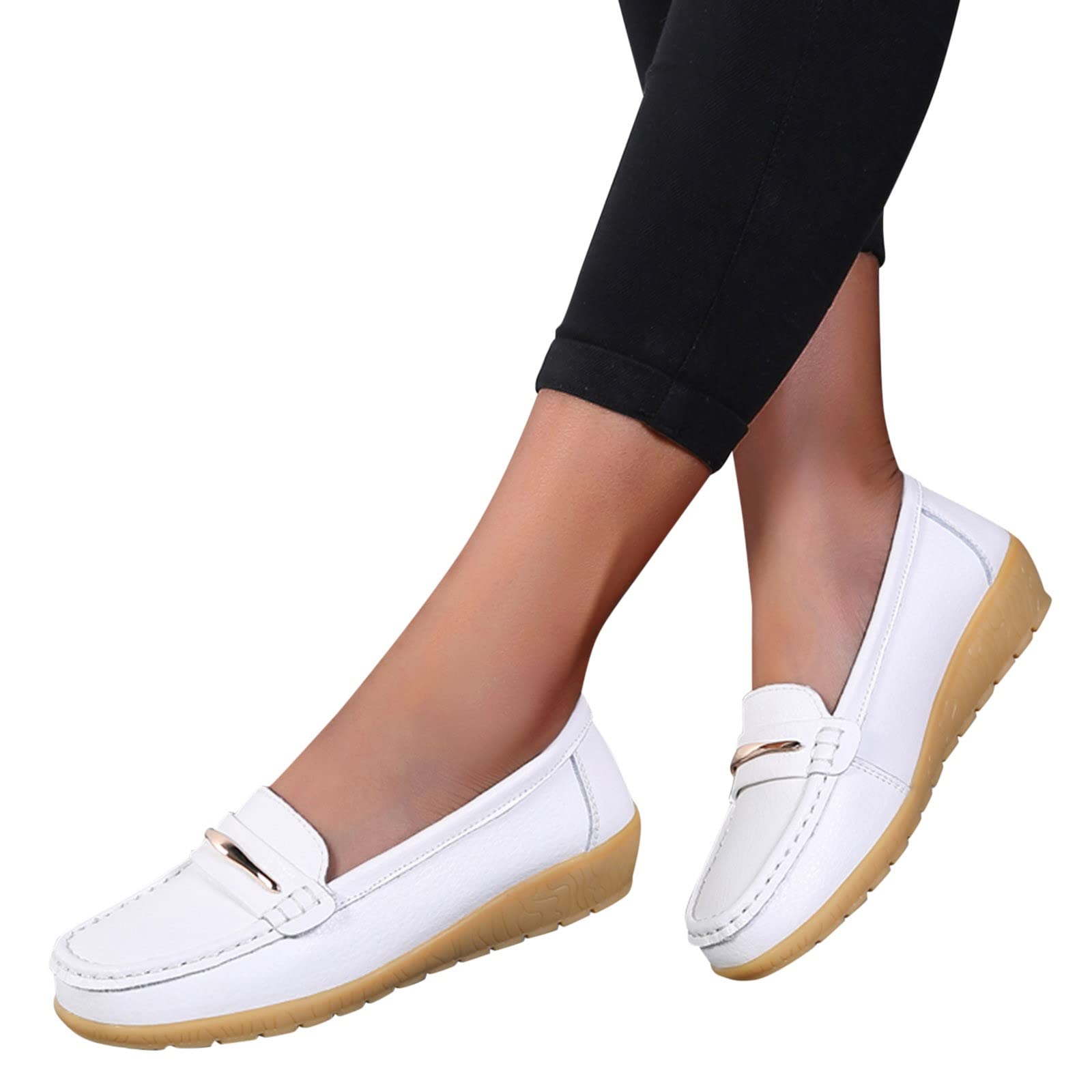 Aniywn Women's Comfortable Driving Moccasins - Slip-On Casual Loafers with Faux Leather for Walking, Work & Travel | Penny Loafers Boat Shoes for Everyday Wear, Office & Weekend Outings