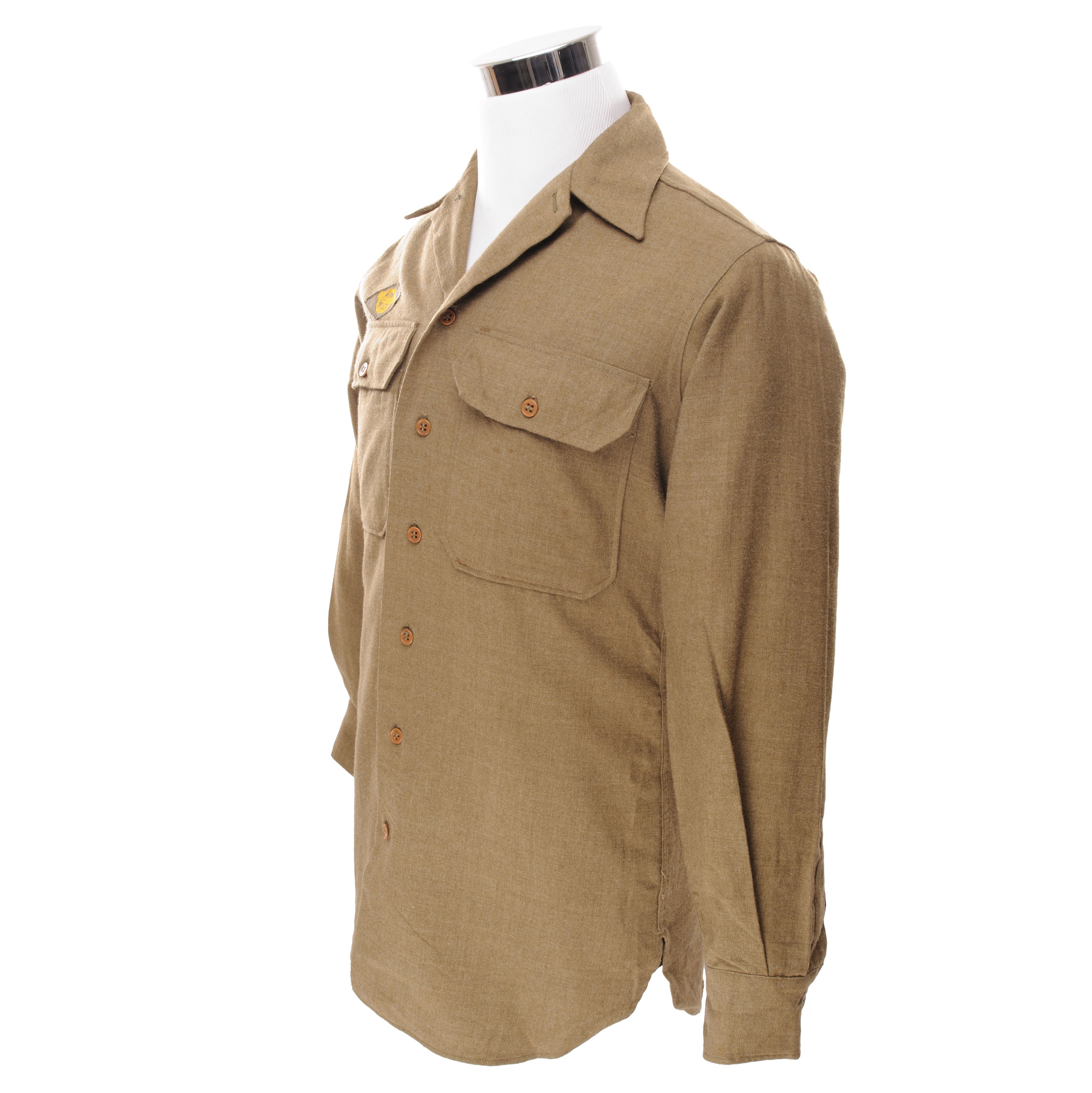 Vintage US Army M37 Wool Shirt 1942 WWII Patch Size 14.5x33 - Authentic Military Uniform for Collectors & Reenactments