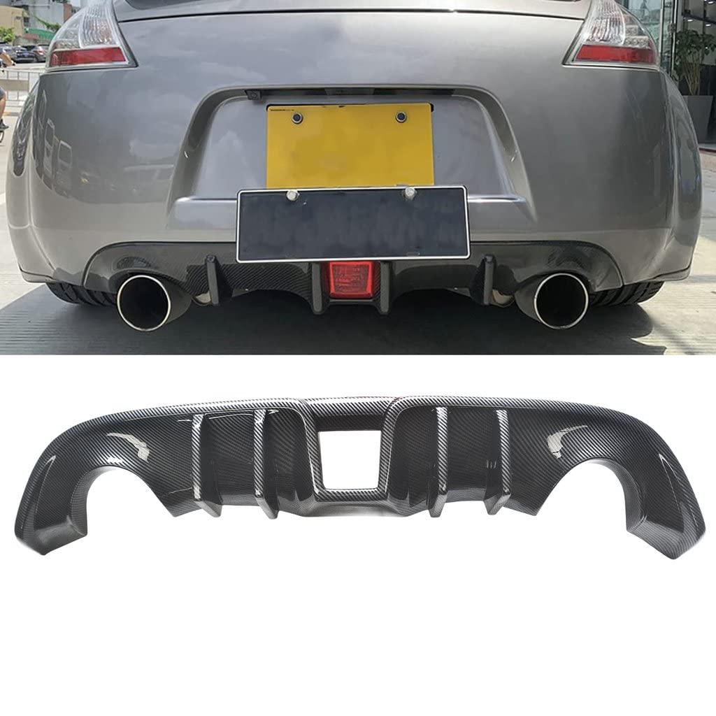 NINTE JDM L Shark Fin Style Carbon Fiber Rear Bumper Diffuser Valance for 2009-2020 Nissan 370Z Z34 - Upgrade Your Car's Aerodynamics & Sporty Look for Street Racing & Car Shows
