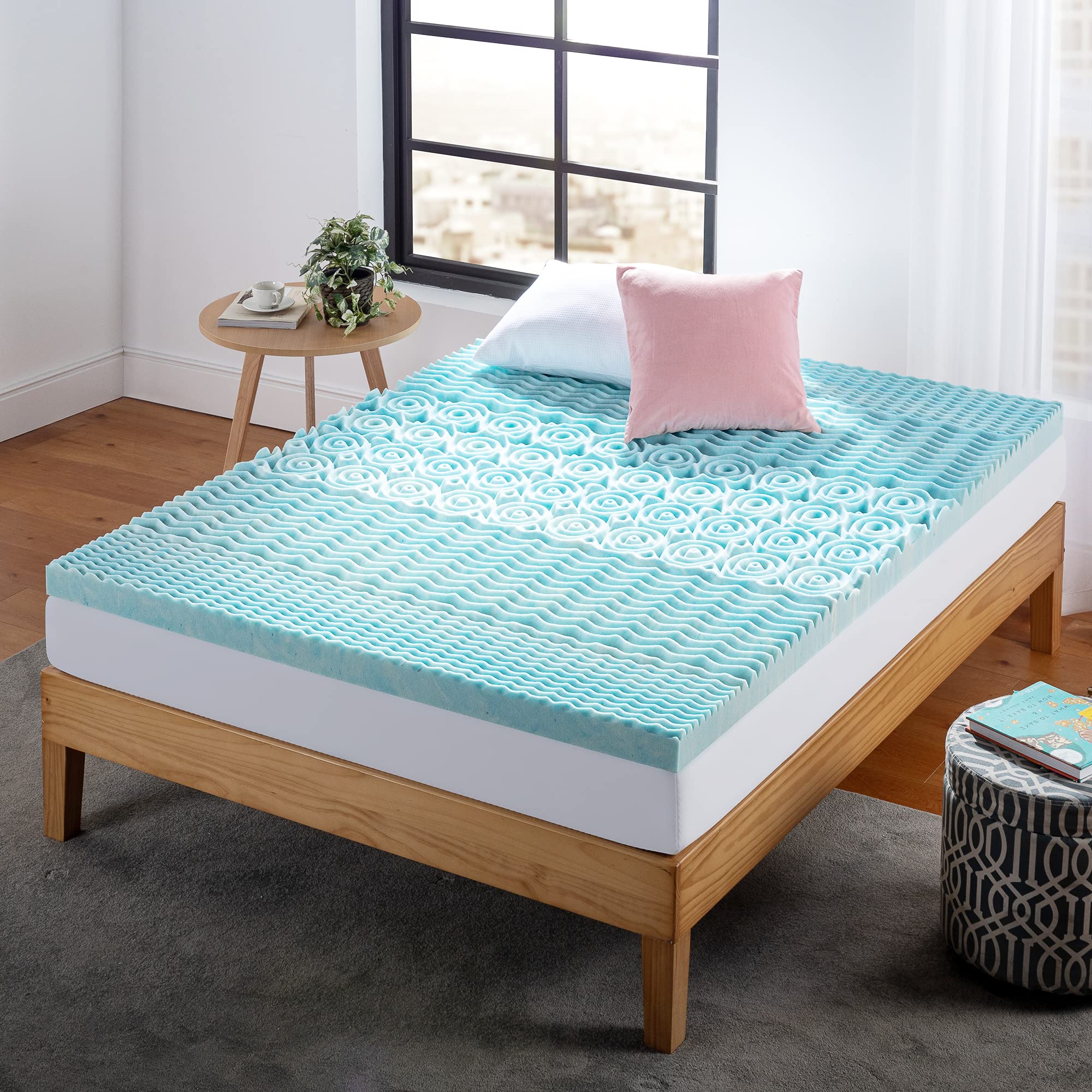 ZINUS 3 Inch Green Tea Cooling Gel Memory Foam Mattress Topper with Zoned Support - Twin Size for Hot Sleepers | Cooling Bed Topper for Summer Nights & Pressure Relief
