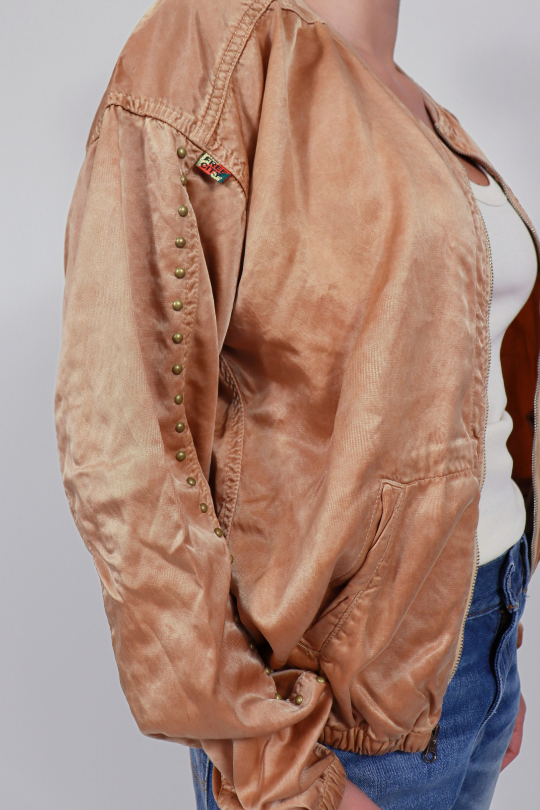 Canyonkid Men's Satin Bomber Jacket with Stud Details | Sunsetcrest Glass Design | Perfect for Casual Wear, Night Out & Street Style Fashion