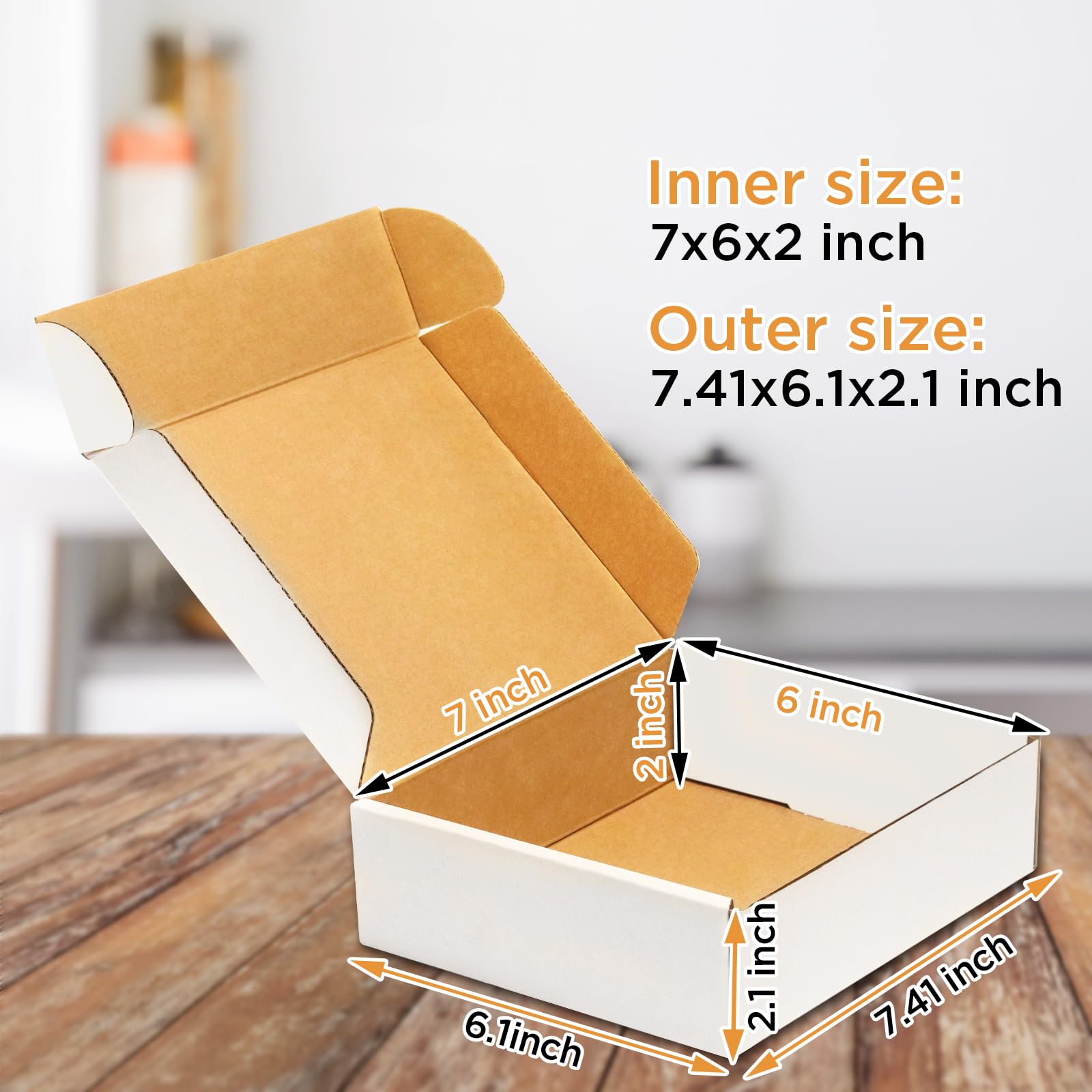 50 Pack Small Corrugated Shipping Boxes 7x6x2 Inches - White Cardboard Mailers for Ecommerce, Jewelry, Cosmetics & Small Item Packaging