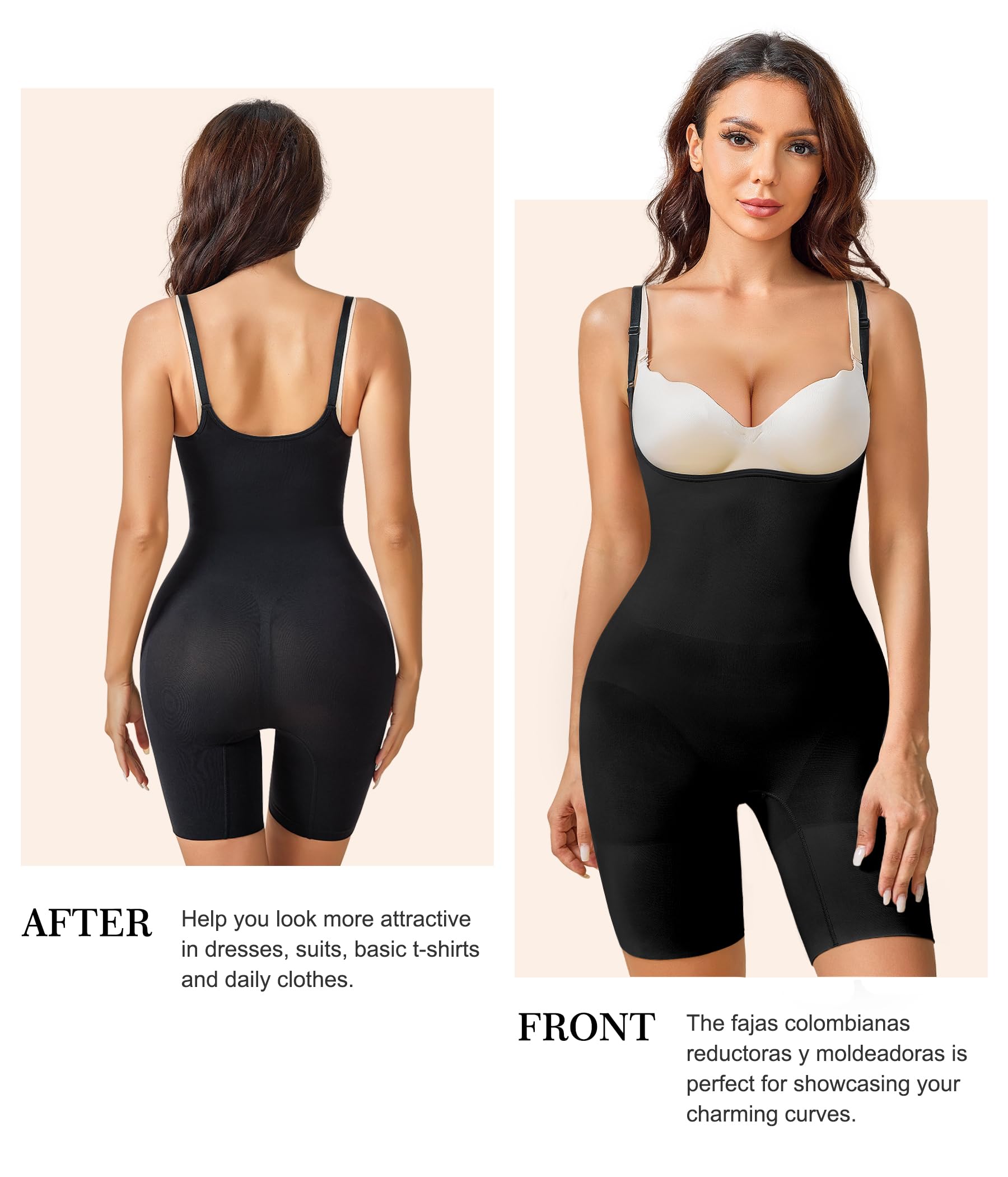 BRABIC Shapewear Bodysuit - Tummy Control Seamless Full Body Shaper with Compression, Mid Thigh Slimming Underwear for Women | Perfect for Everyday Wear, Special Occasions & Postpartum Recovery