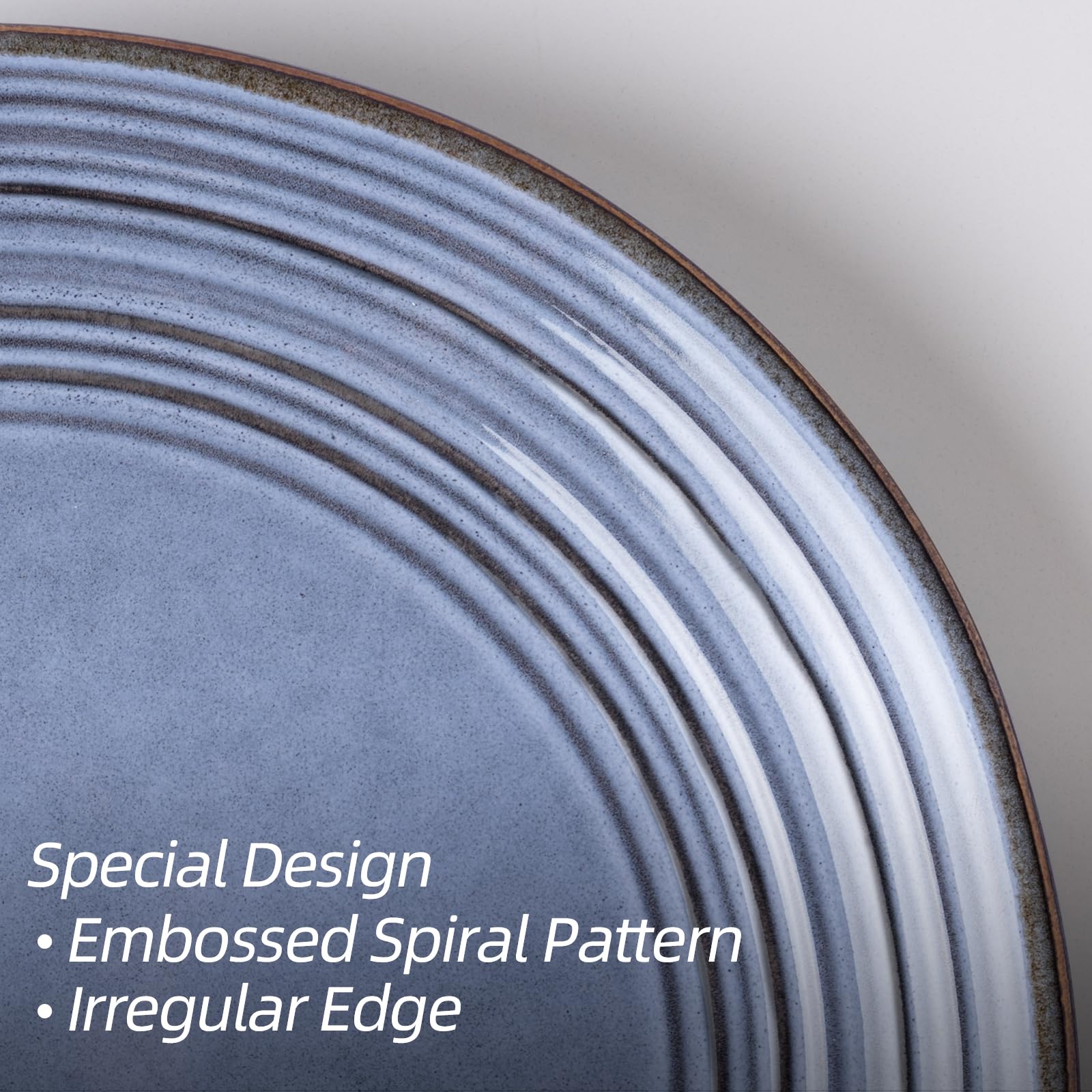 Premium 12-Piece Stoneware Dinnerware Set for 4 - Handcrafted Reactive Glaze Plates & Bowls in Twilight Blue - Durable Everyday Dishes for Family Dining, Dinner Parties & Restaurant-Style Meals at Home