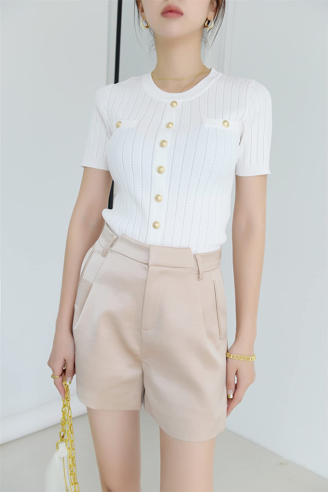 Korean Summer O-Neck Short Sleeve Casual Knitted Top Elegant Slim Cardigan Sky Blue M | Women's Lightweight Knitwear for Office, Dating & Travel | Breathable Cotton Blend Summer Cardigan
