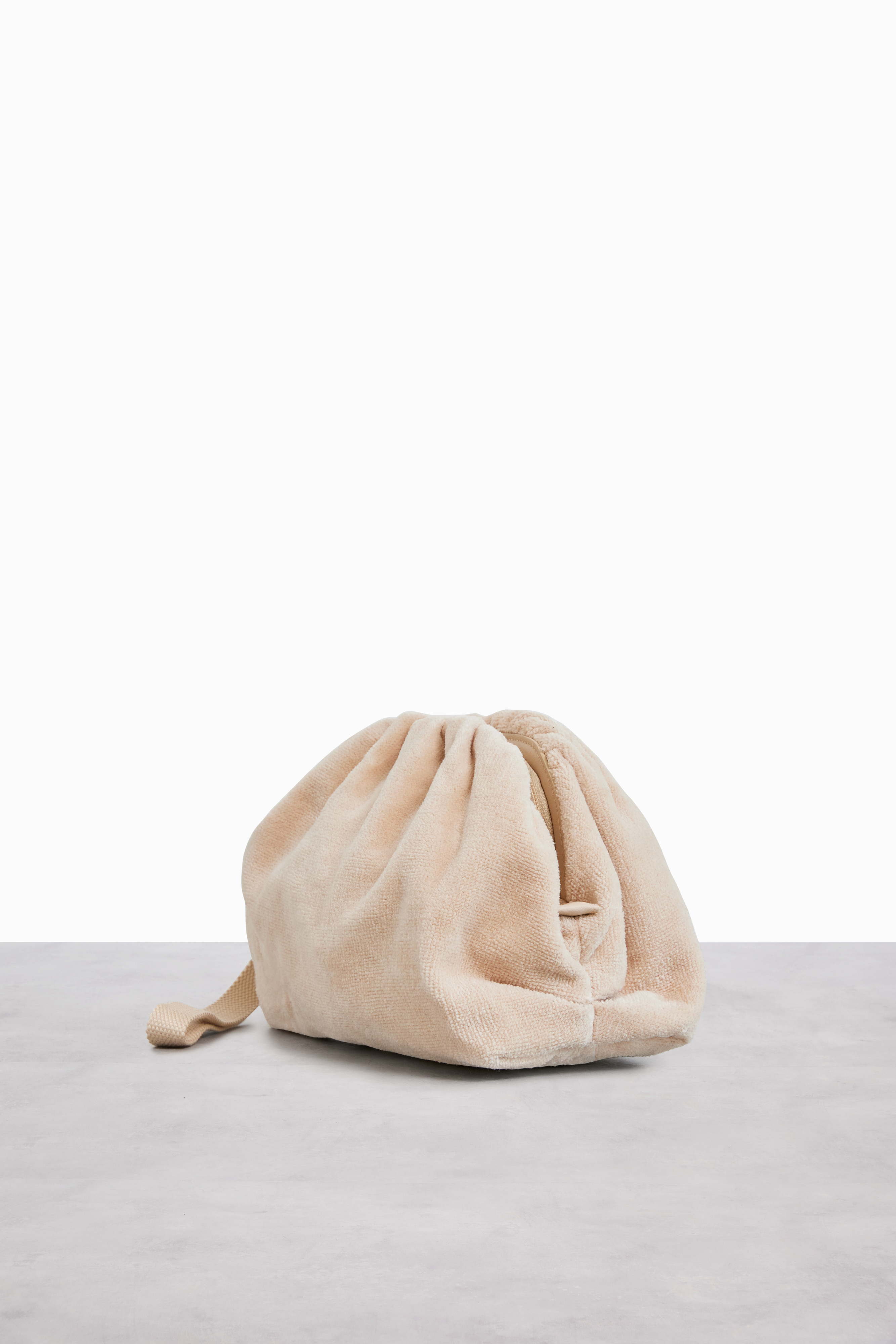 Beige Terry Cosmetic Clutch Bag - Soft & Stylish Makeup Pouch for Women | Perfect for Travel, Gym & Everyday Essentials