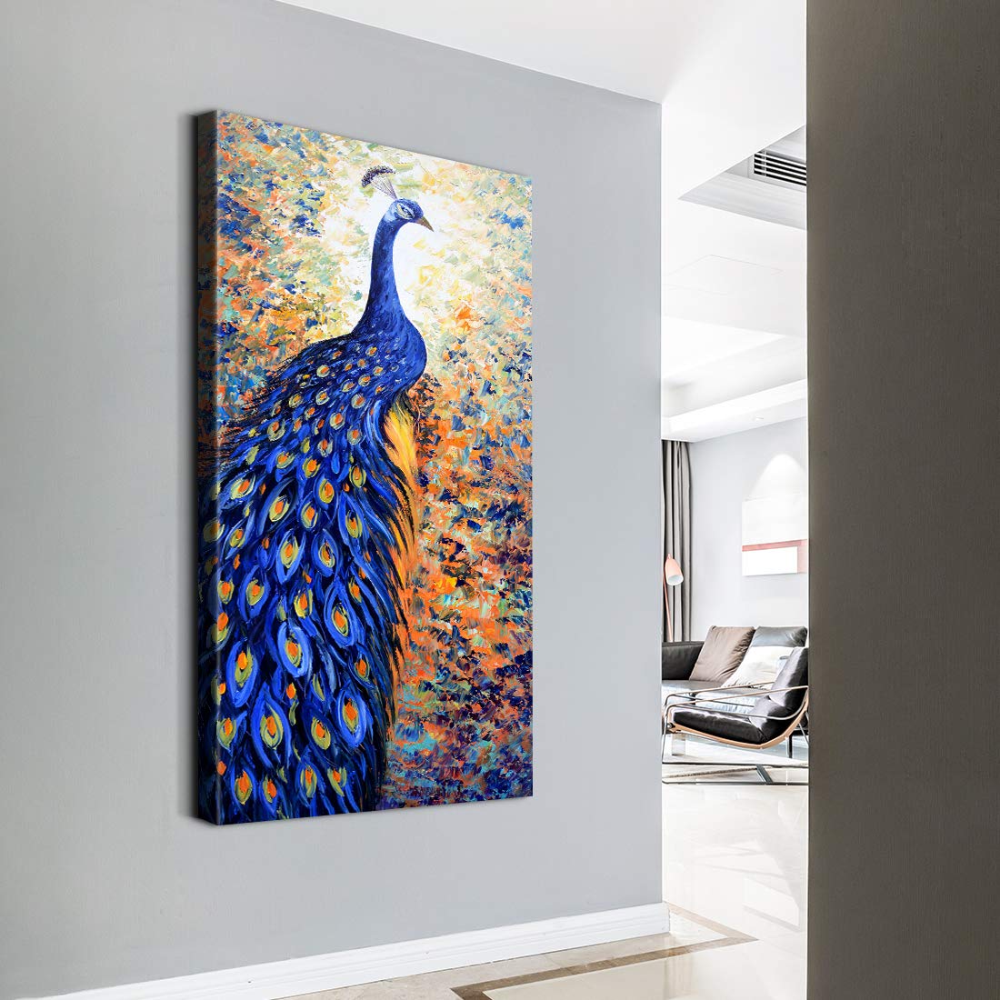 Denozer Peacock Canvas Art Prints - 20x40 Inch Framed Animal Peacock Wall Decor for Bathroom, Living Room & Home | Ready to Hang | Perfect for Modern Home Decor, Office Spaces & Gift Giving