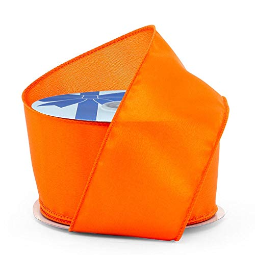 Orange Satin Wired Ribbon 1.5