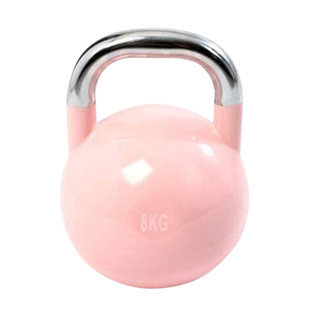 DPPAN Vinyl Coated Cast Iron Kettlebell - 8kg/17.63lb Pink Weight Set with Comfort Grip & Color Coded Wide Handle for Home Gym, CrossFit & Strength Training