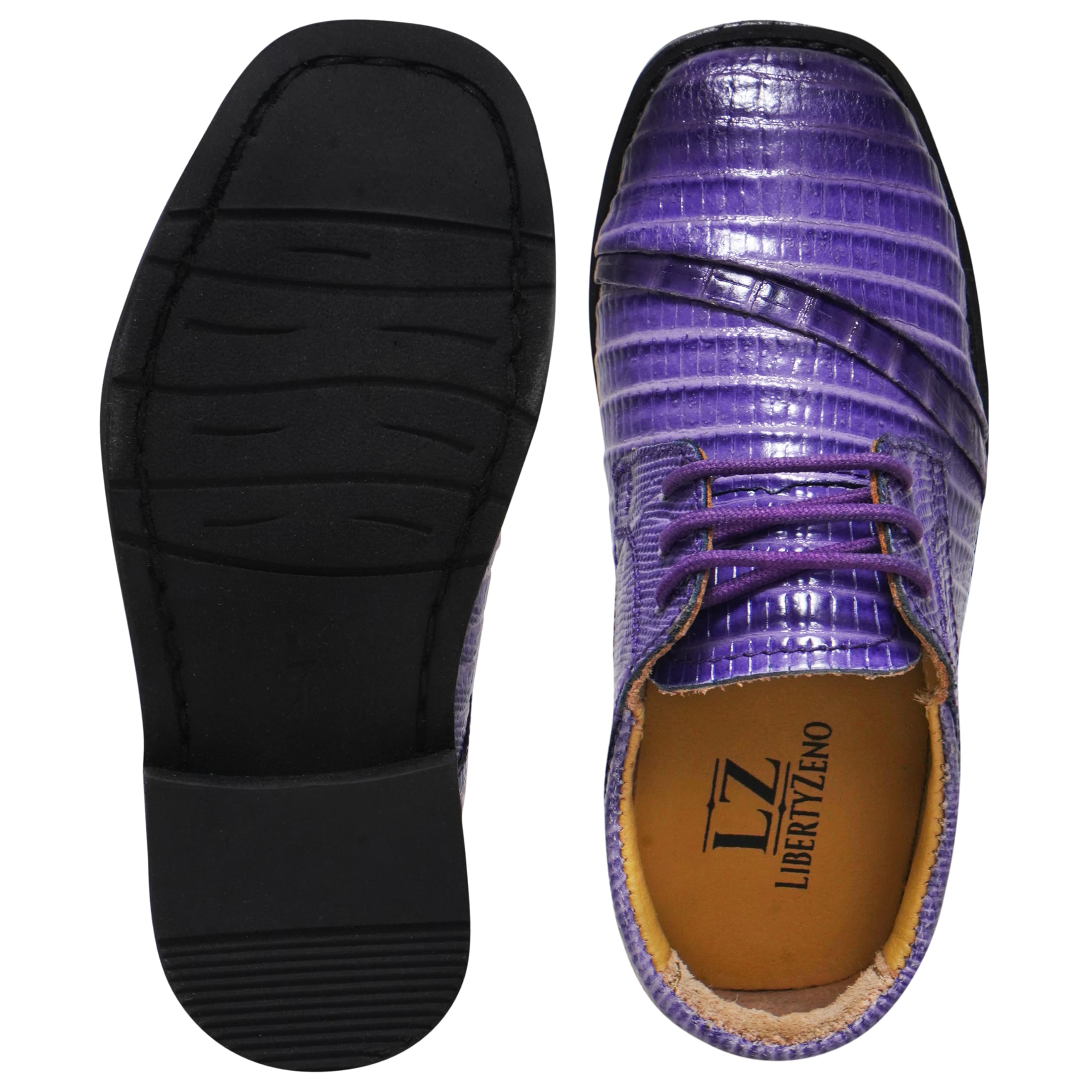 LIBERTYZENO Genuine Leather Boys' Animal Print Oxford Dress Shoes - Lace-Up Formal Shoes for Toddlers & Kids - Perfect for Easter Gifts, School Events & Special Occasions
