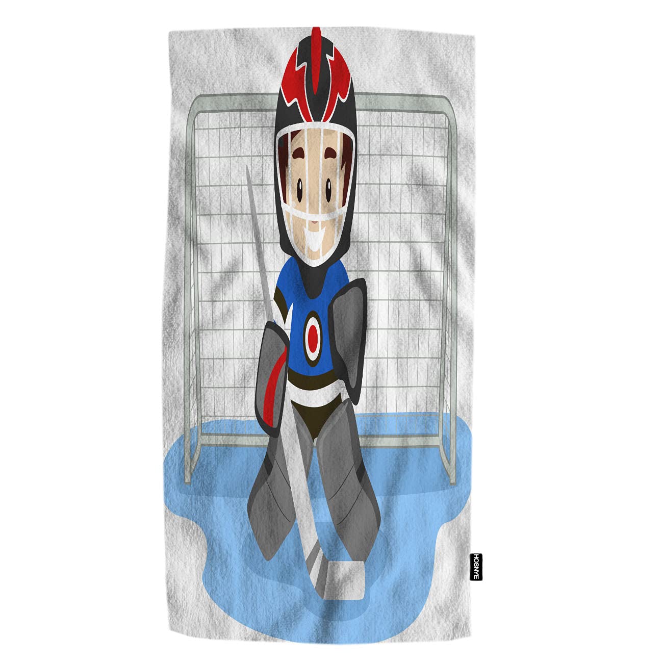 Soft Absorbent HOSNYE Hockey Player Hand Towel - Cartoon Winter Design for Kids, Bathroom, Beach, Kitchen, Spa, Gym & Yoga | Perfect for Sports Fans & Winter Decor