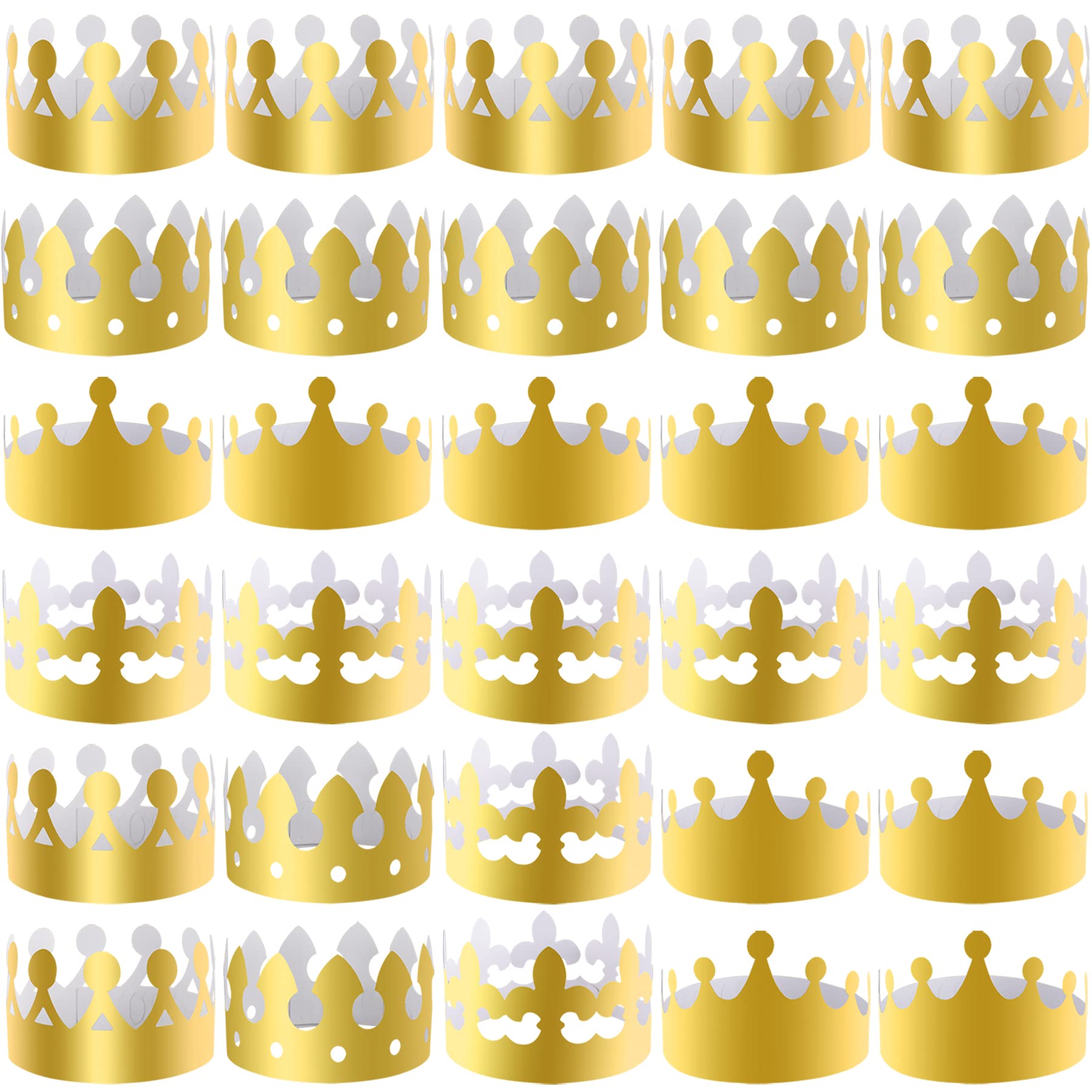 28-Piece Golden Paper Crowns Set - King & Birthday Party Hats for Kids & Adults - Perfect for Birthdays, Weddings, Costume Parties & Festive Celebrations
