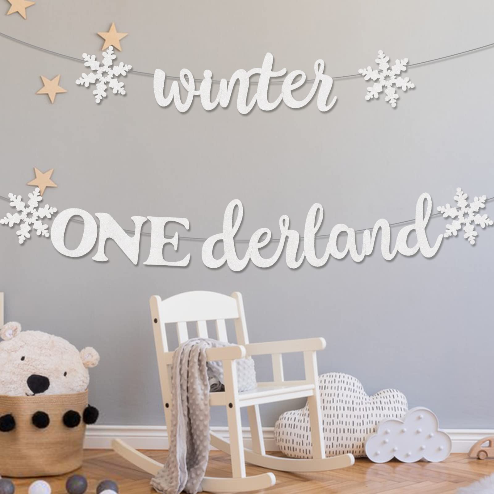Winter Onederland 1st Birthday Party Decorations for Boys & Girls - Silver Winter Wonderland Banner, Cake Topper & Party Supplies for Baby's First Birthday Celebration | Perfect for Winter Themed Birthday Parties, Baby Showers & Nursery Decor