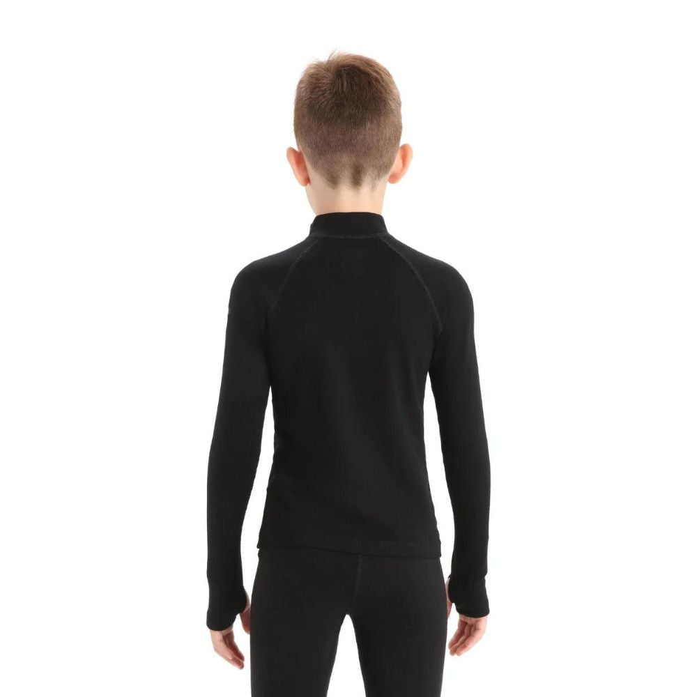 Icebreaker Kids 260 Tech LS Half Zip Fleece Jacket - Black | Warm Merino Wool Base Layer for Boys & Girls | Perfect for Hiking, Skiing & Outdoor Adventures